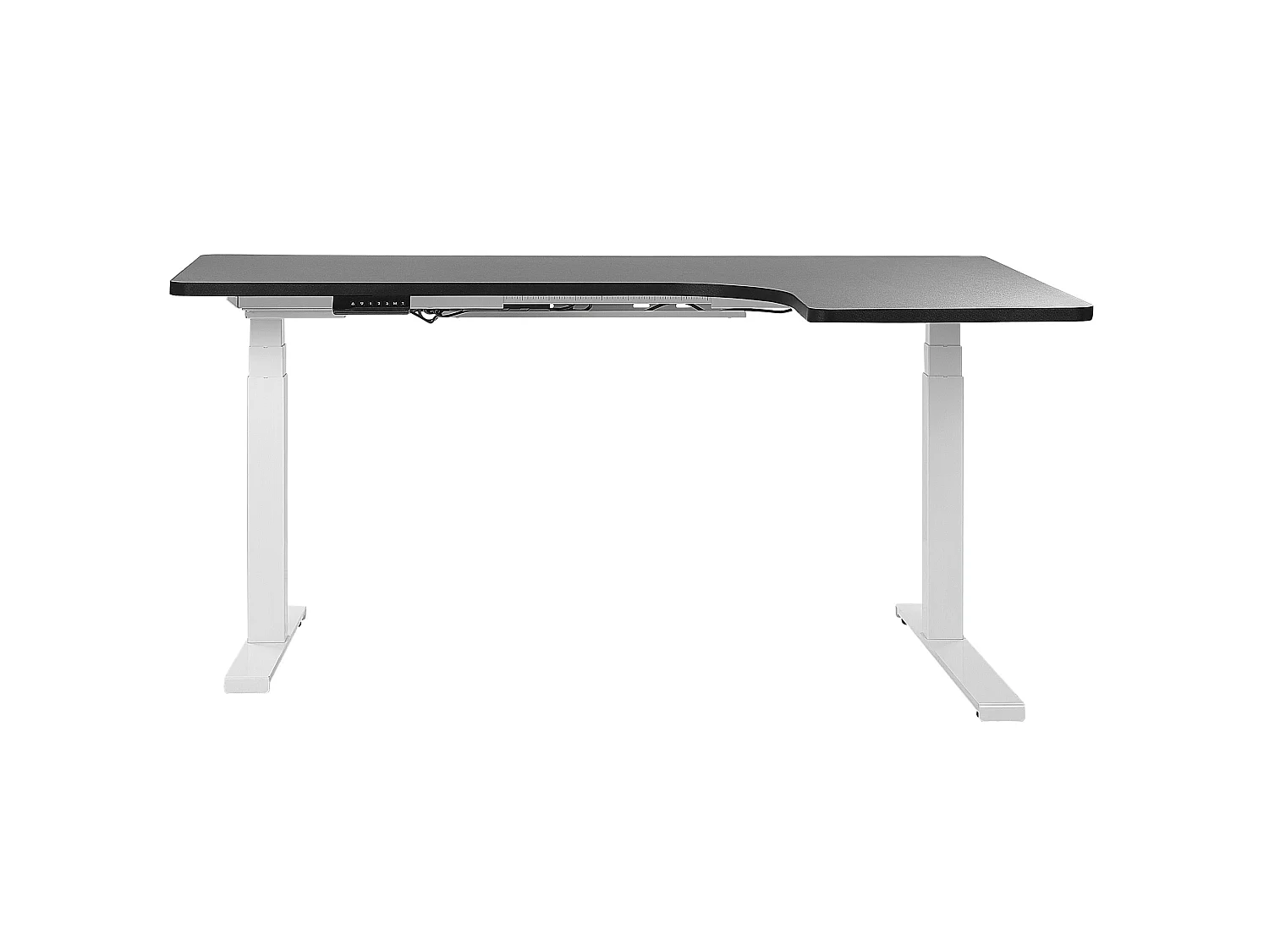 Bureau angle à droite/ réglable électrique 160 x 110 cm noir et blanc DESTIN II