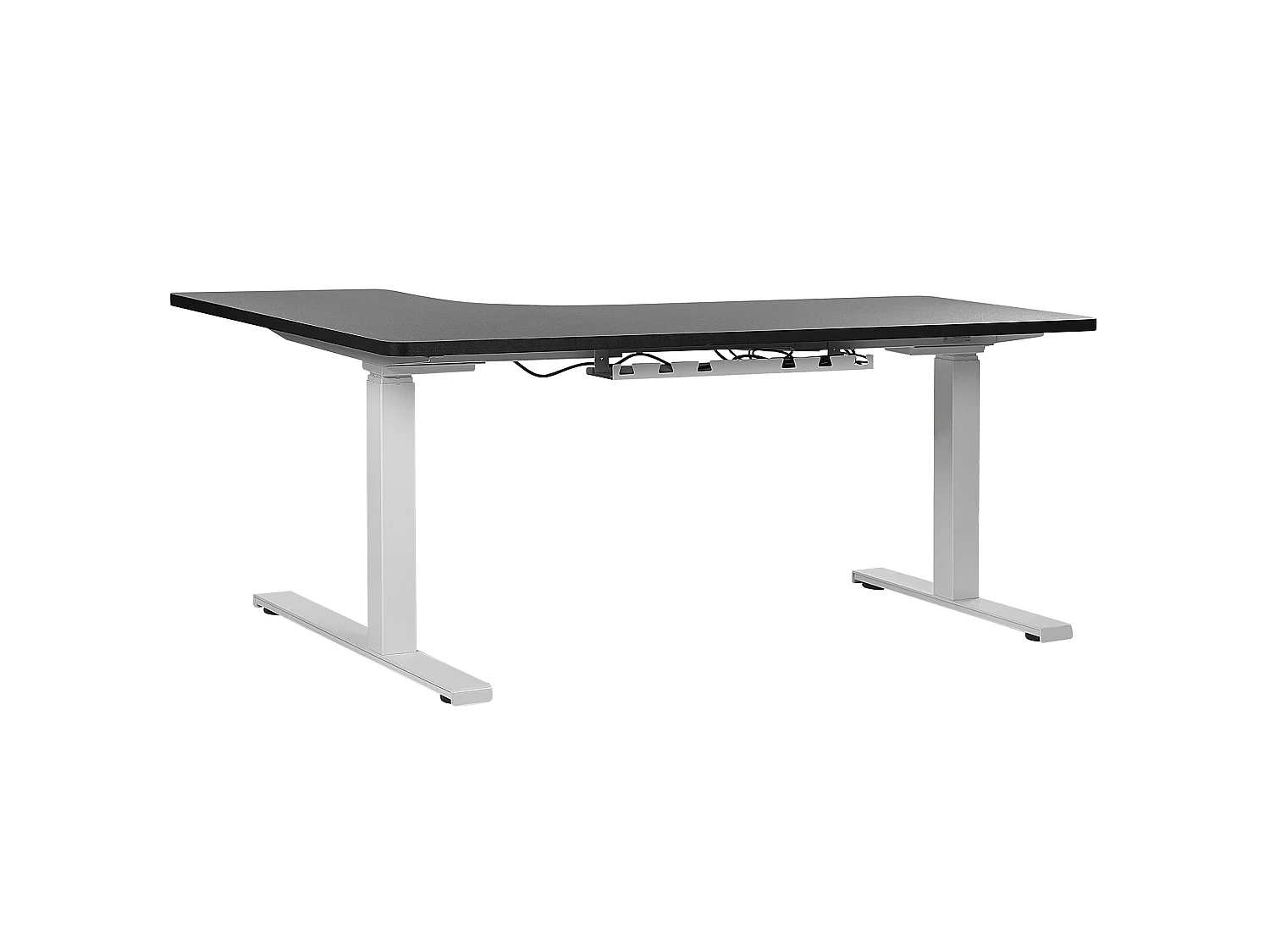 Bureau angle à droite/ réglable électrique 160 x 110 cm noir et blanc DESTIN II