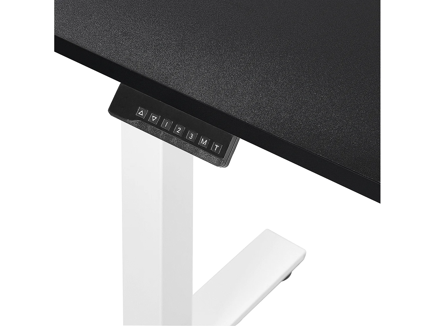 Bureau angle à droite/ réglable électrique 160 x 110 cm noir et blanc DESTIN II