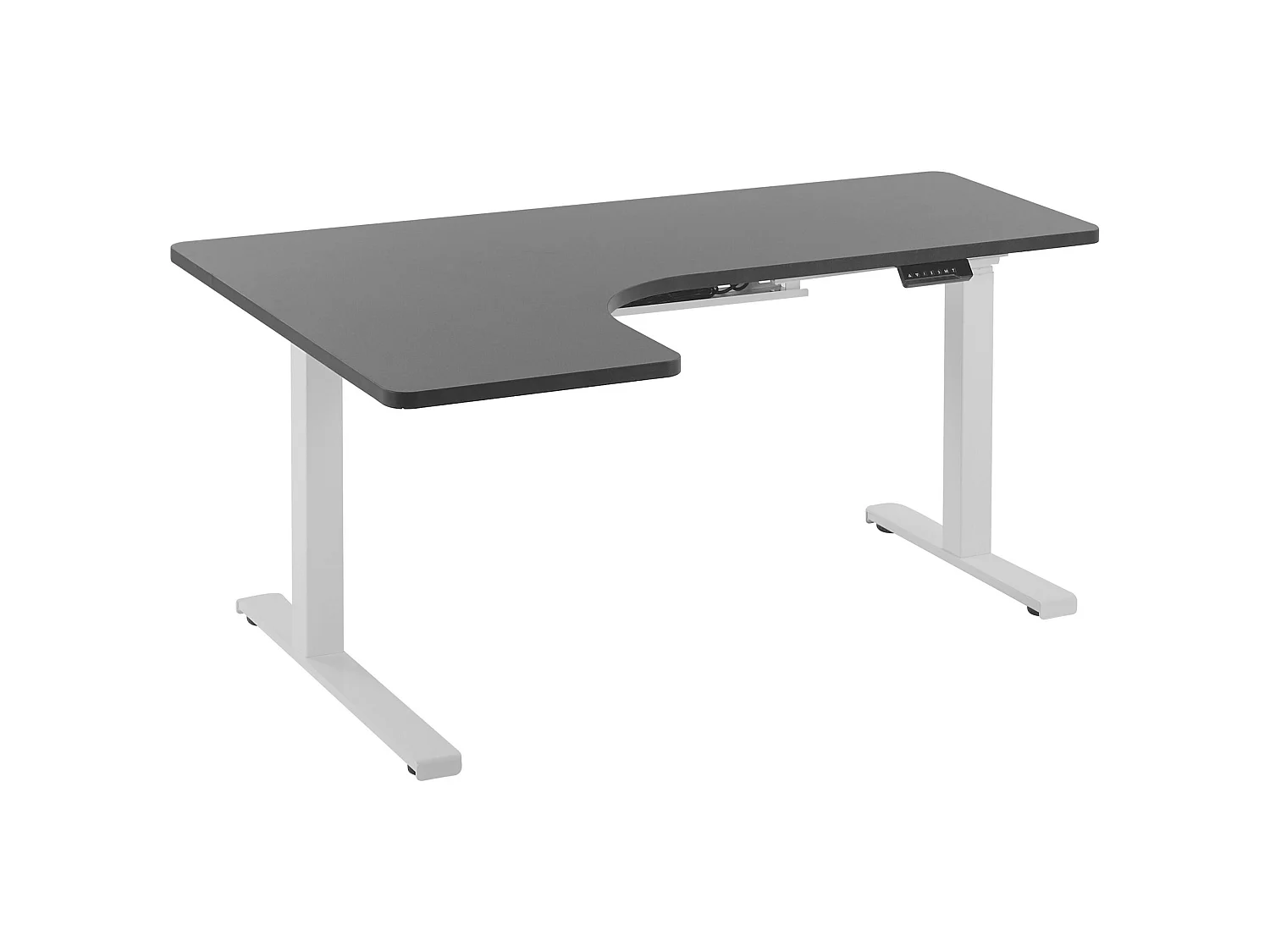 Schreibtisch linksseitig schwarz / weiß 160 x 110 cm elektrisch höhenverstellbar DESTIN II