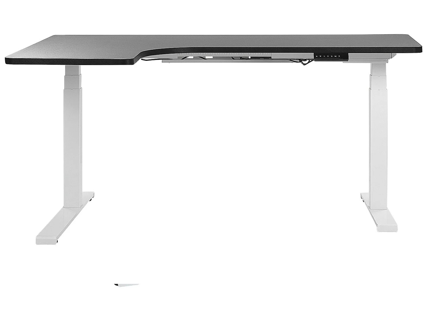 Schreibtisch linksseitig schwarz / weiß 160 x 110 cm elektrisch höhenverstellbar DESTIN II