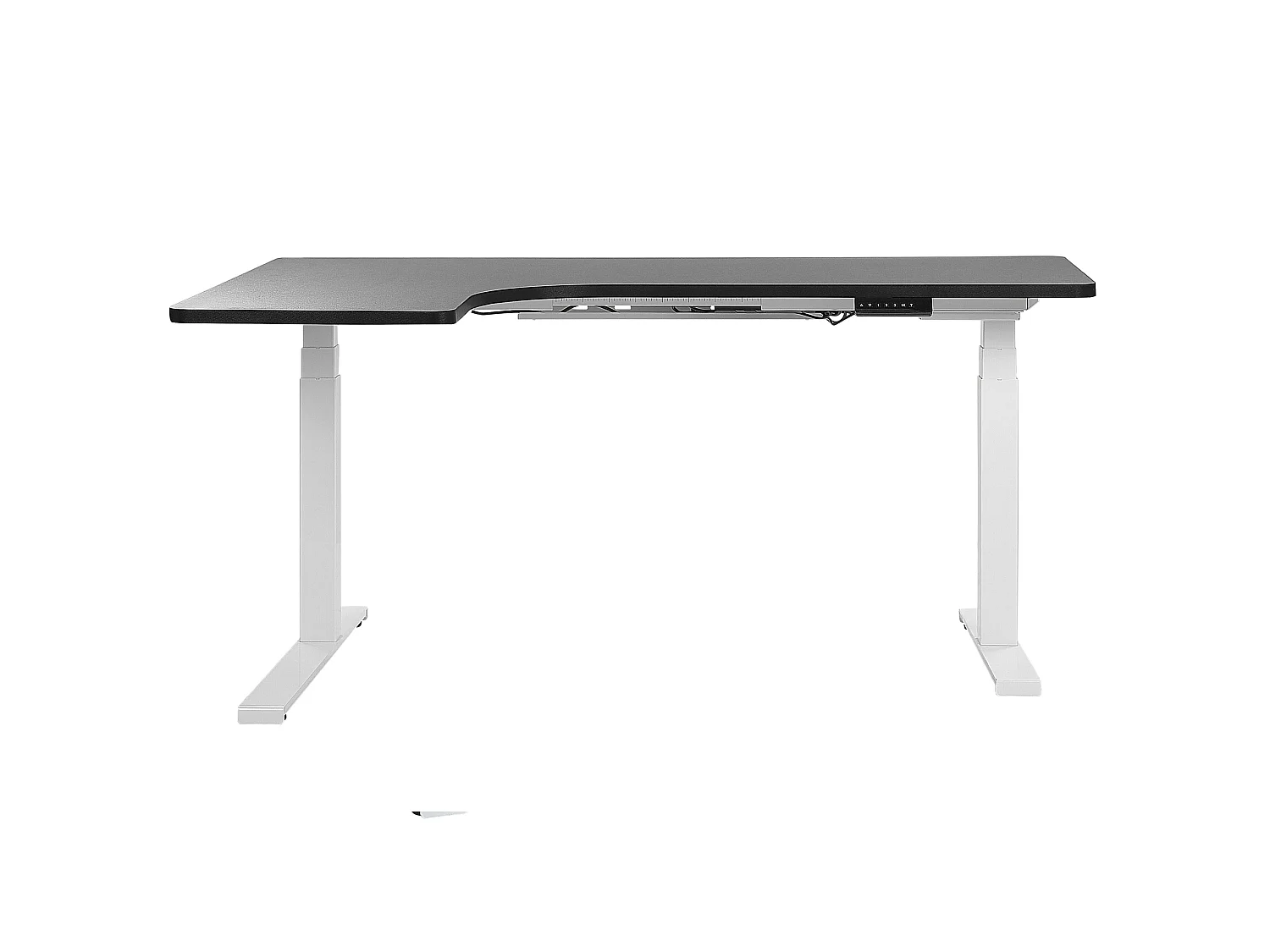 Schreibtisch linksseitig schwarz / weiß 160 x 110 cm elektrisch höhenverstellbar DESTIN II