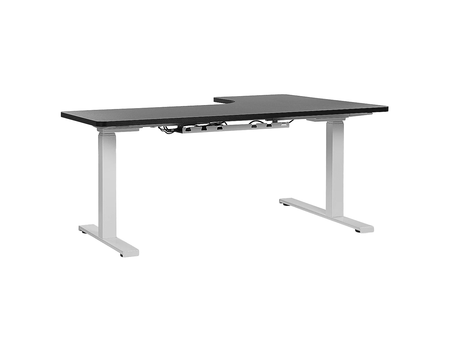Schreibtisch linksseitig schwarz / weiß 160 x 110 cm elektrisch höhenverstellbar DESTIN II