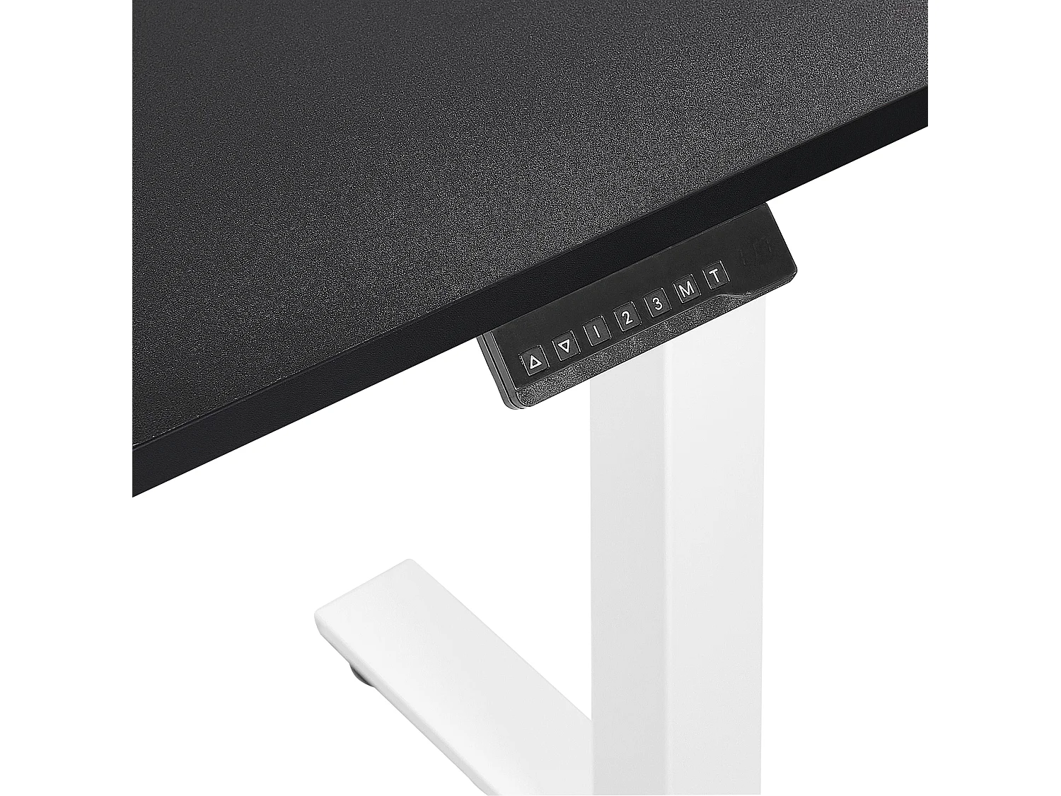 Schreibtisch linksseitig schwarz / weiß 160 x 110 cm elektrisch höhenverstellbar DESTIN II