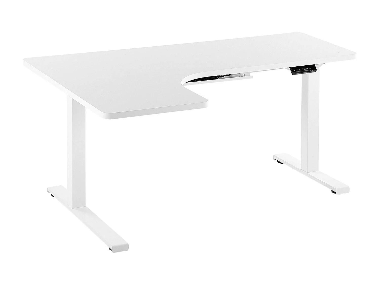 Bureau angle à droite / réglable électrique 160 x 110 cm blanc DESTIN II