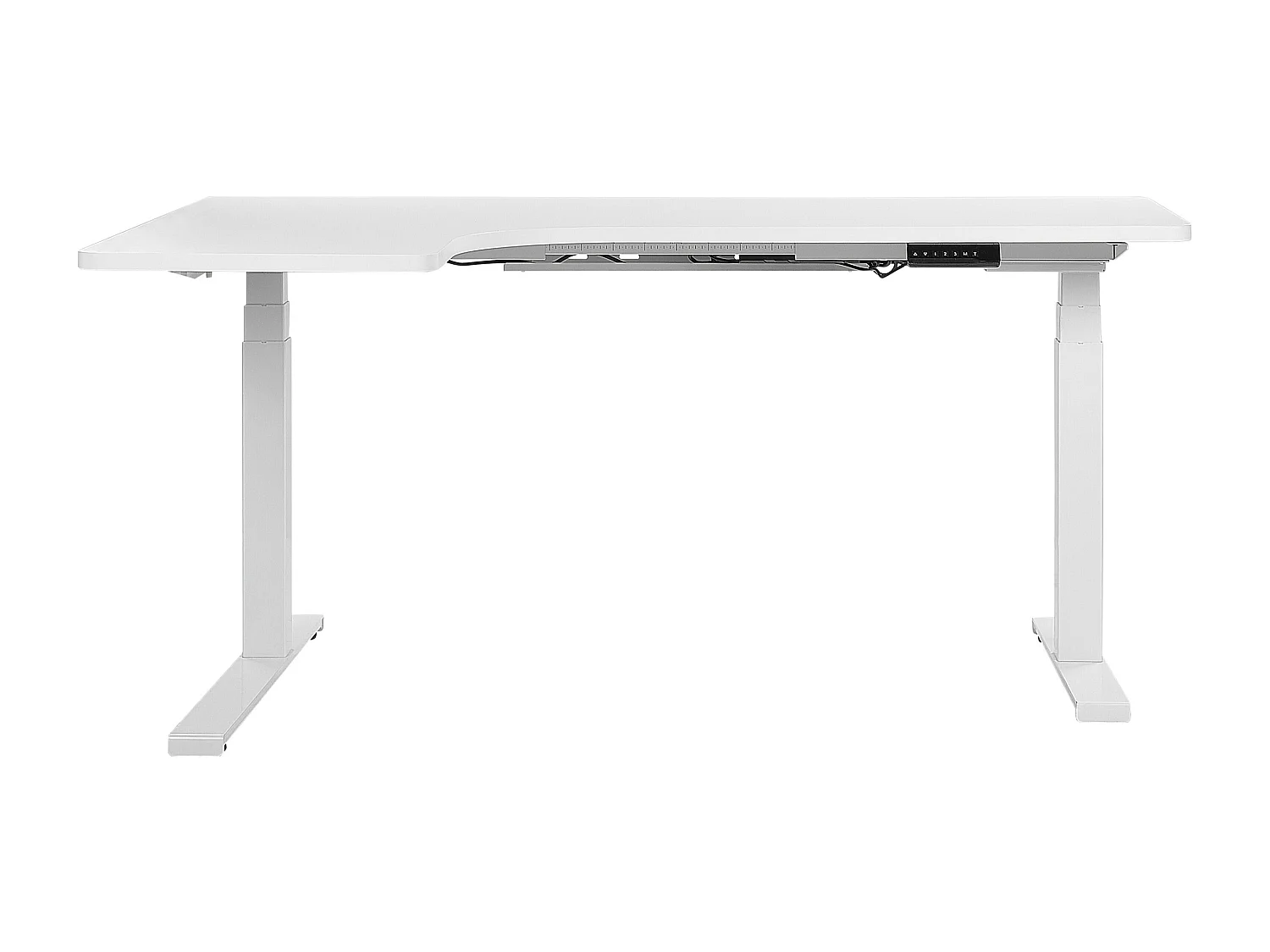 Bureau angle à droite / réglable électrique 160 x 110 cm blanc DESTIN II