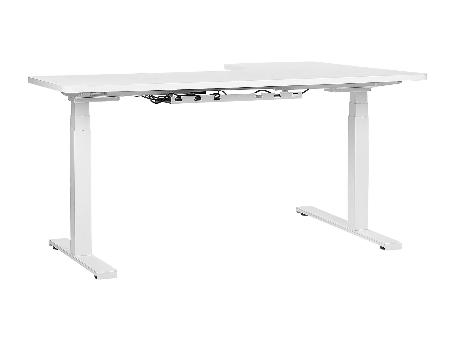 Bureau angle à droite / réglable électrique 160 x 110 cm blanc DESTIN II