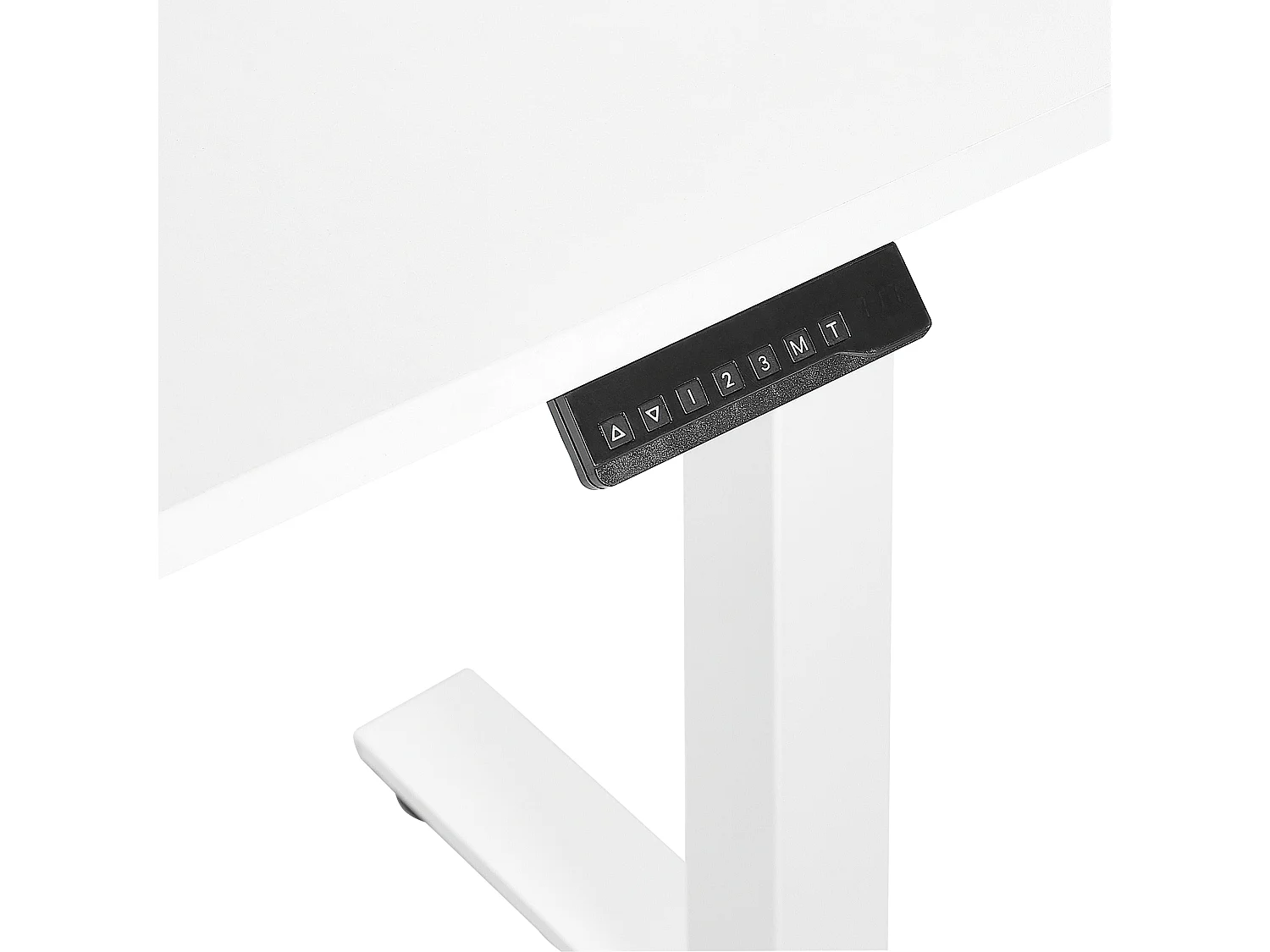 Bureau angle à droite / réglable électrique 160 x 110 cm blanc DESTIN II