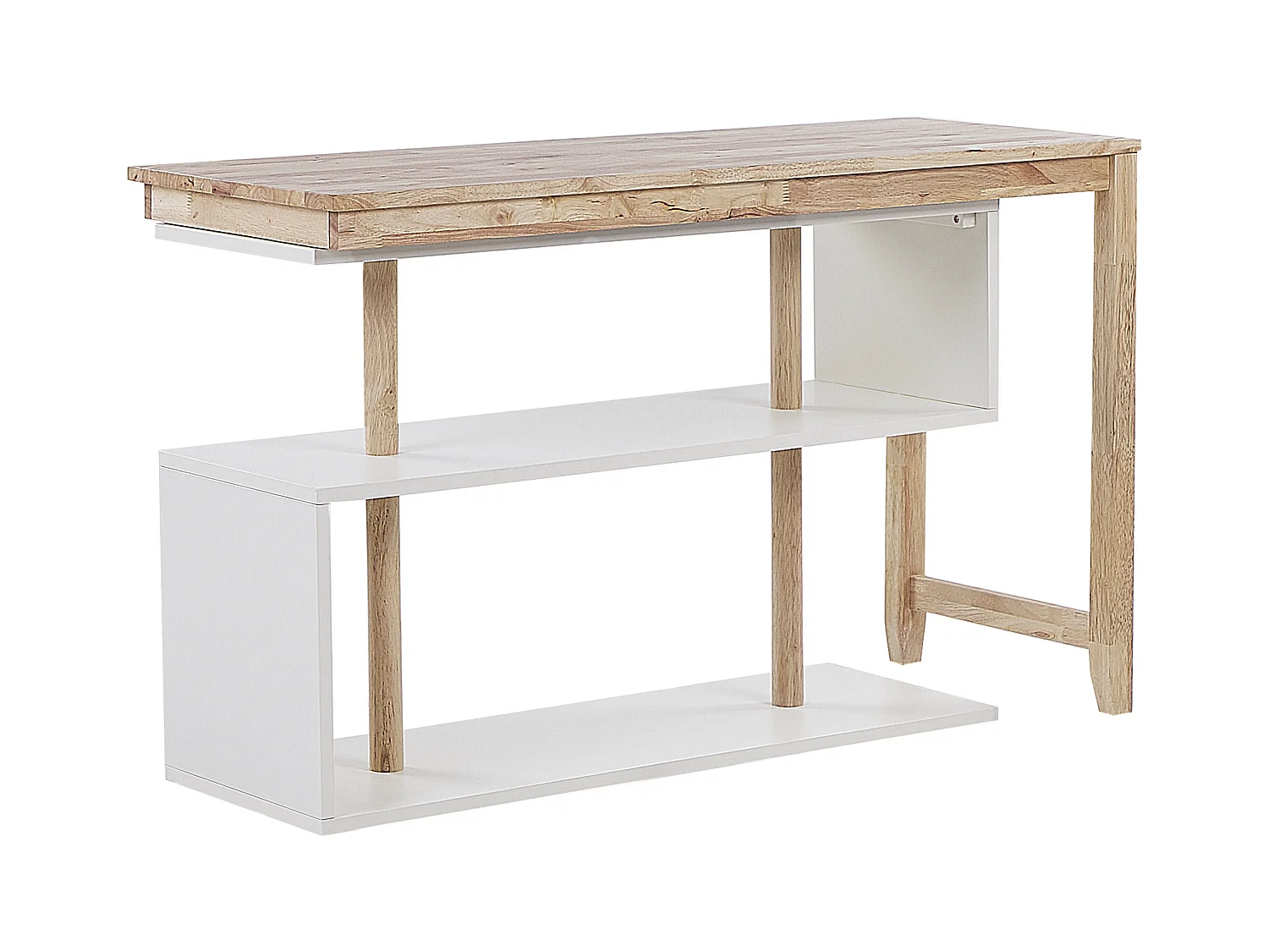 Schreibtischkombination hellbraun / weiß Gummibaumholz 120x45 cm Regal Chandler