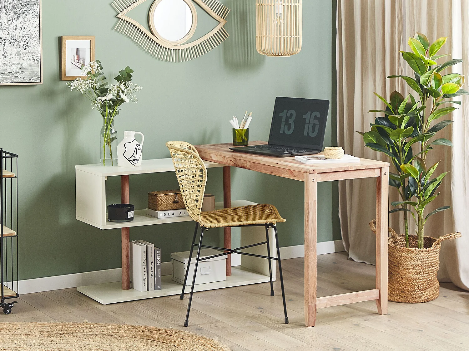 Bureau convertible avec étagère CHANDLER Blanc 120 cm 45 cm