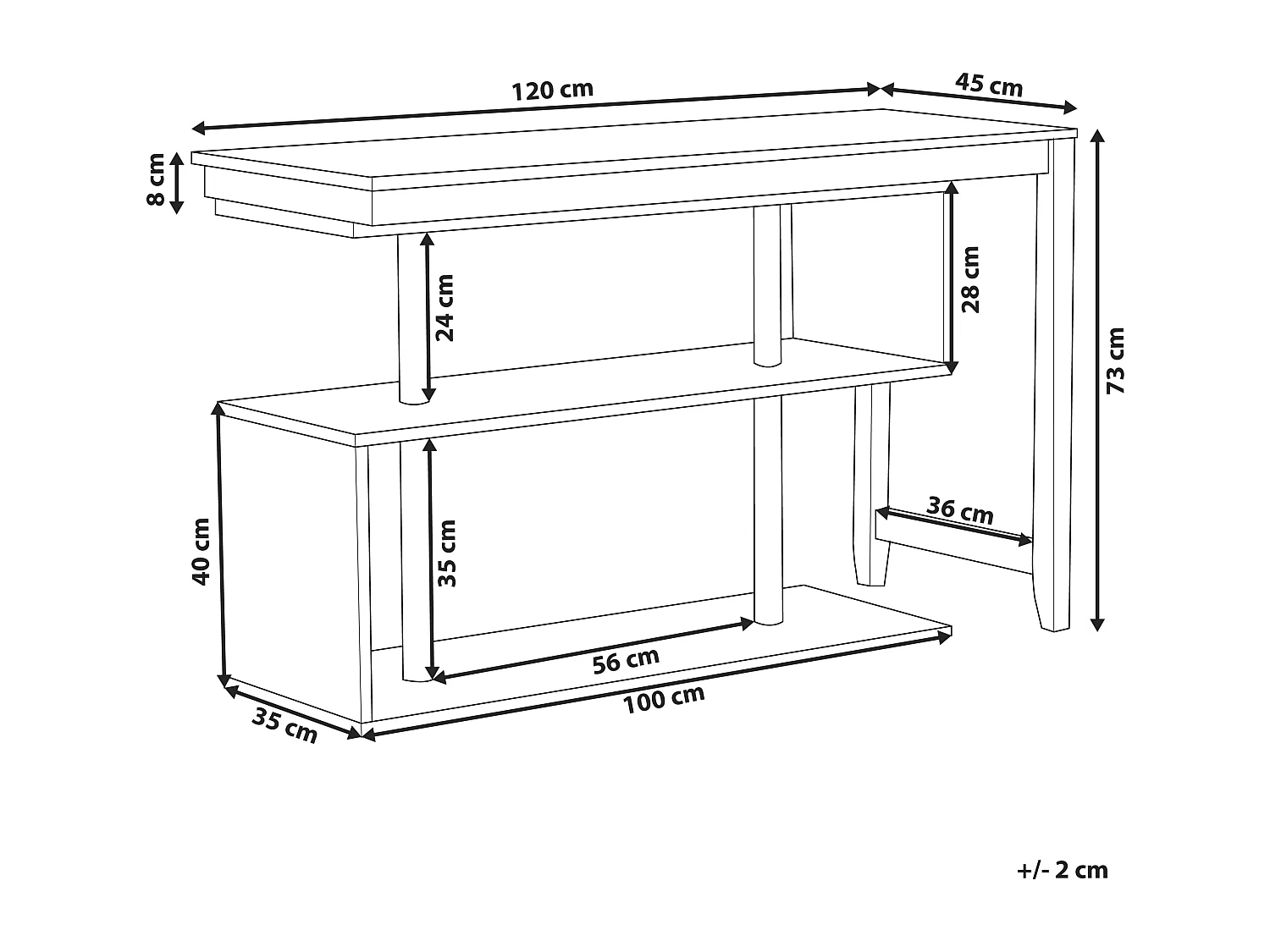 Bureau convertible avec étagère CHANDLER Blanc 120 cm 45 cm
