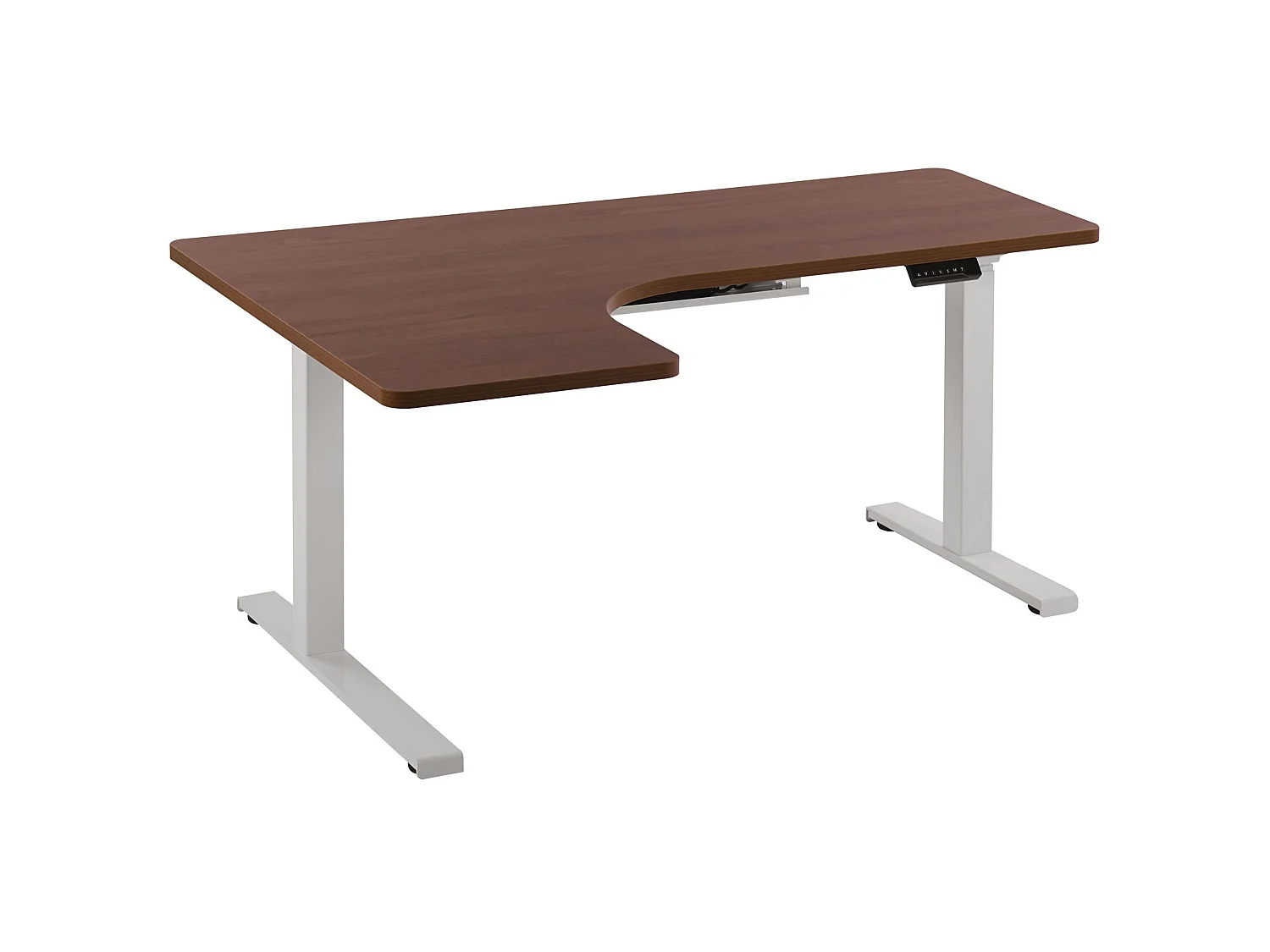 Escritorio ajustable esquinero madera oscura/blanco izquierdo 160x110 cm DESTIN II