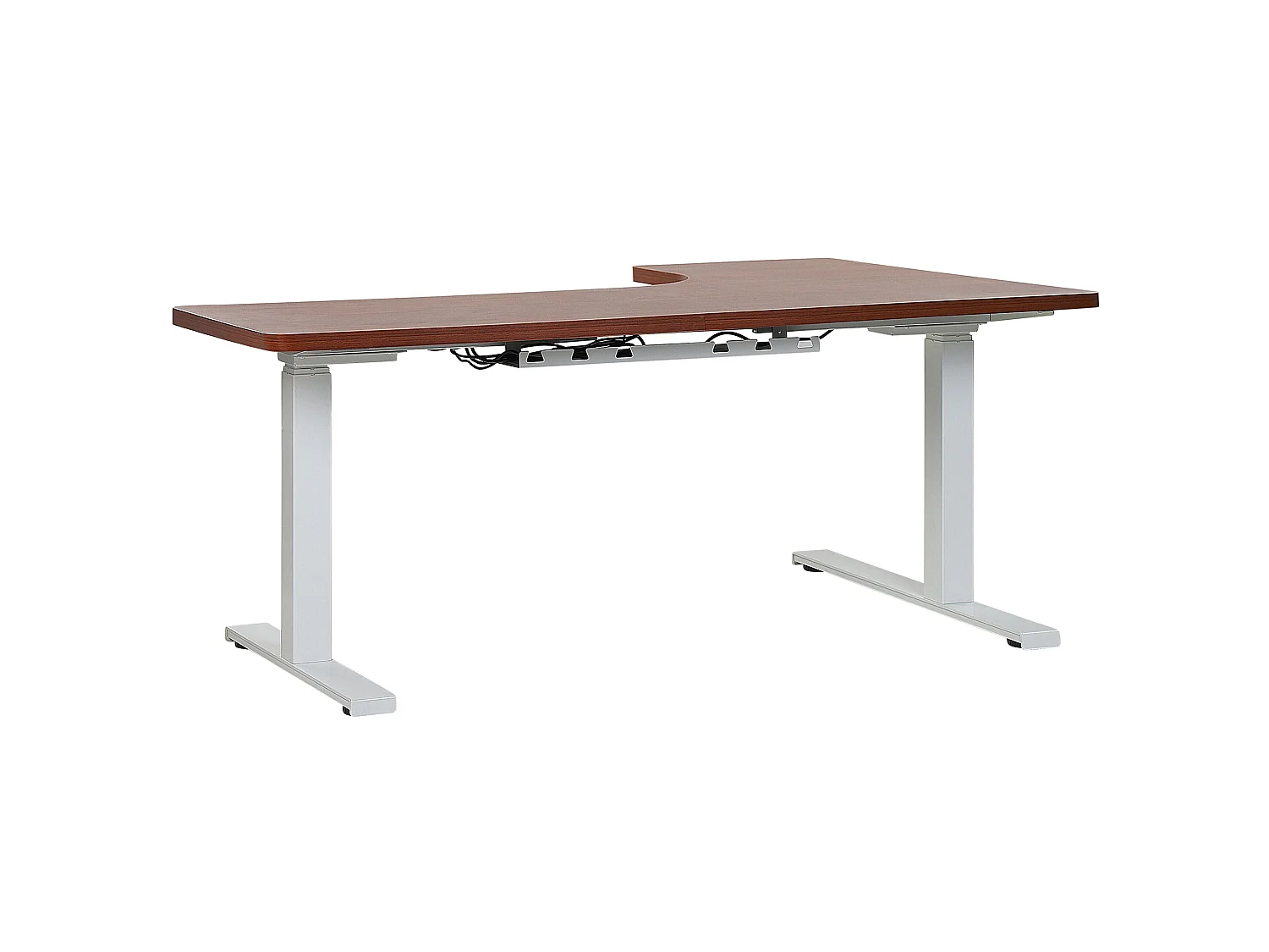 Escritorio ajustable esquinero madera oscura/blanco izquierdo 160x110 cm DESTIN II