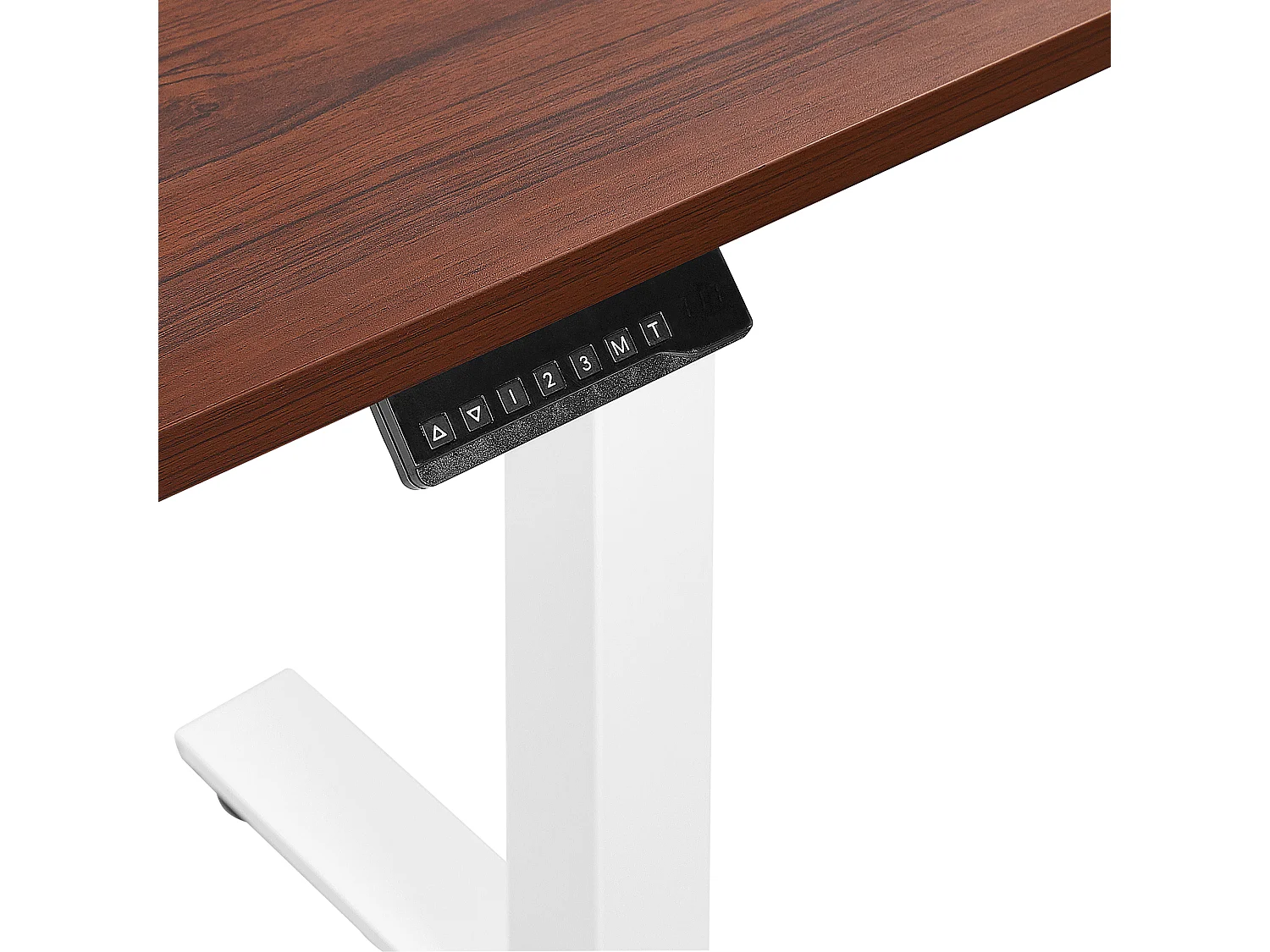 Escritorio ajustable esquinero madera oscura/blanco izquierdo 160x110 cm DESTIN II