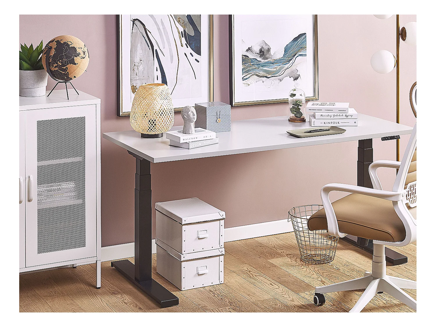 Biurko regulowane elektrycznie 130 x 72 cm szaro-czarne DESTIN II