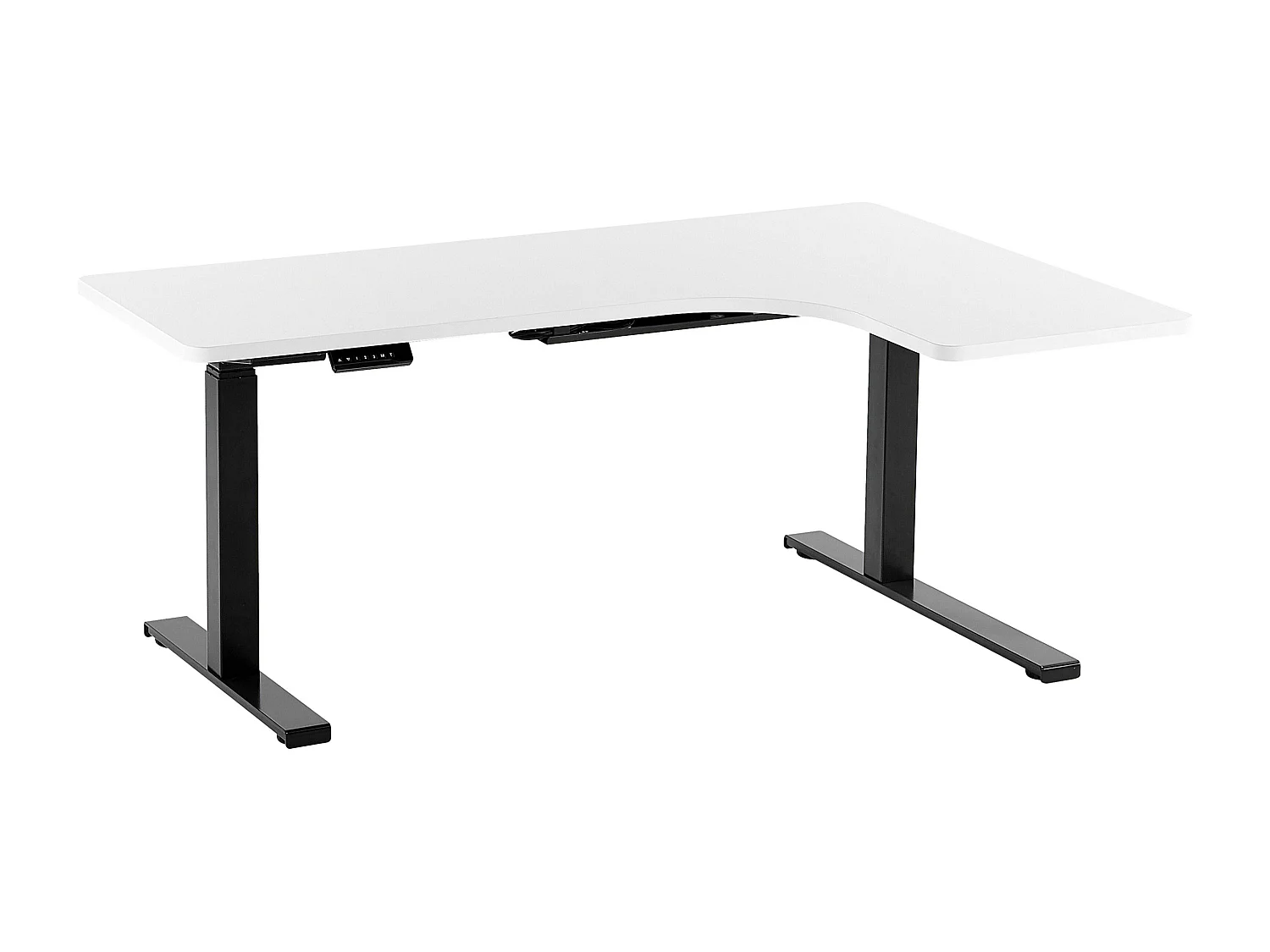 Bureau angle à gauche / réglable électrique 160 x 110 cm blanc et noir DESTIN II