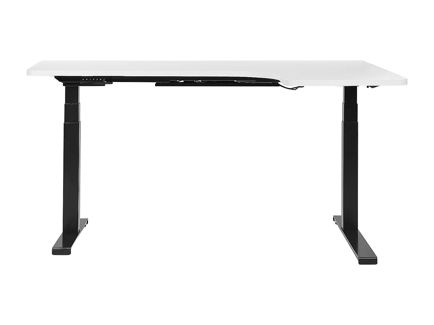 Bureau angle à gauche / réglable électrique 160 x 110 cm blanc et noir DESTIN II