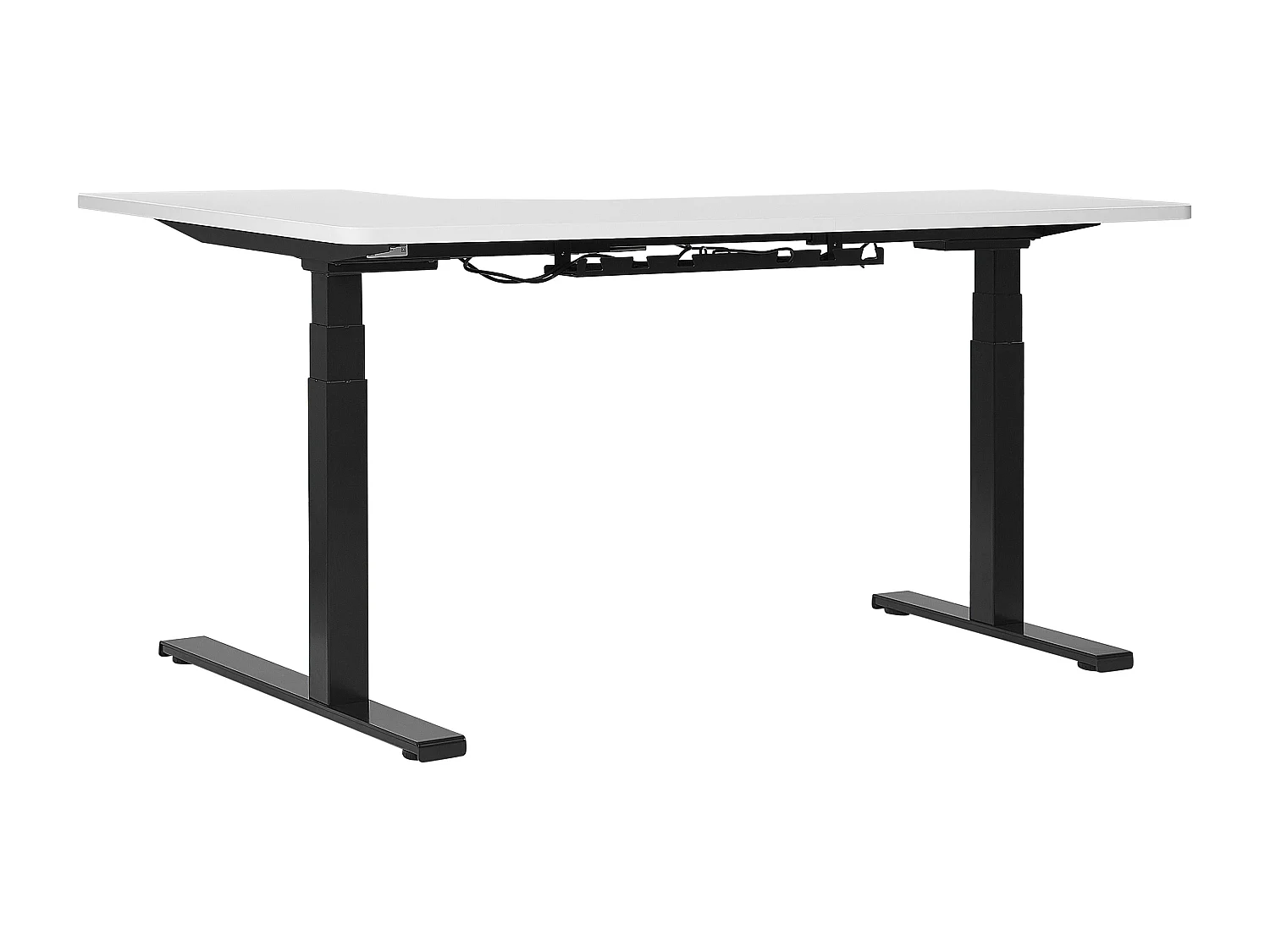 Bureau angle à gauche / réglable électrique 160 x 110 cm blanc et noir DESTIN II