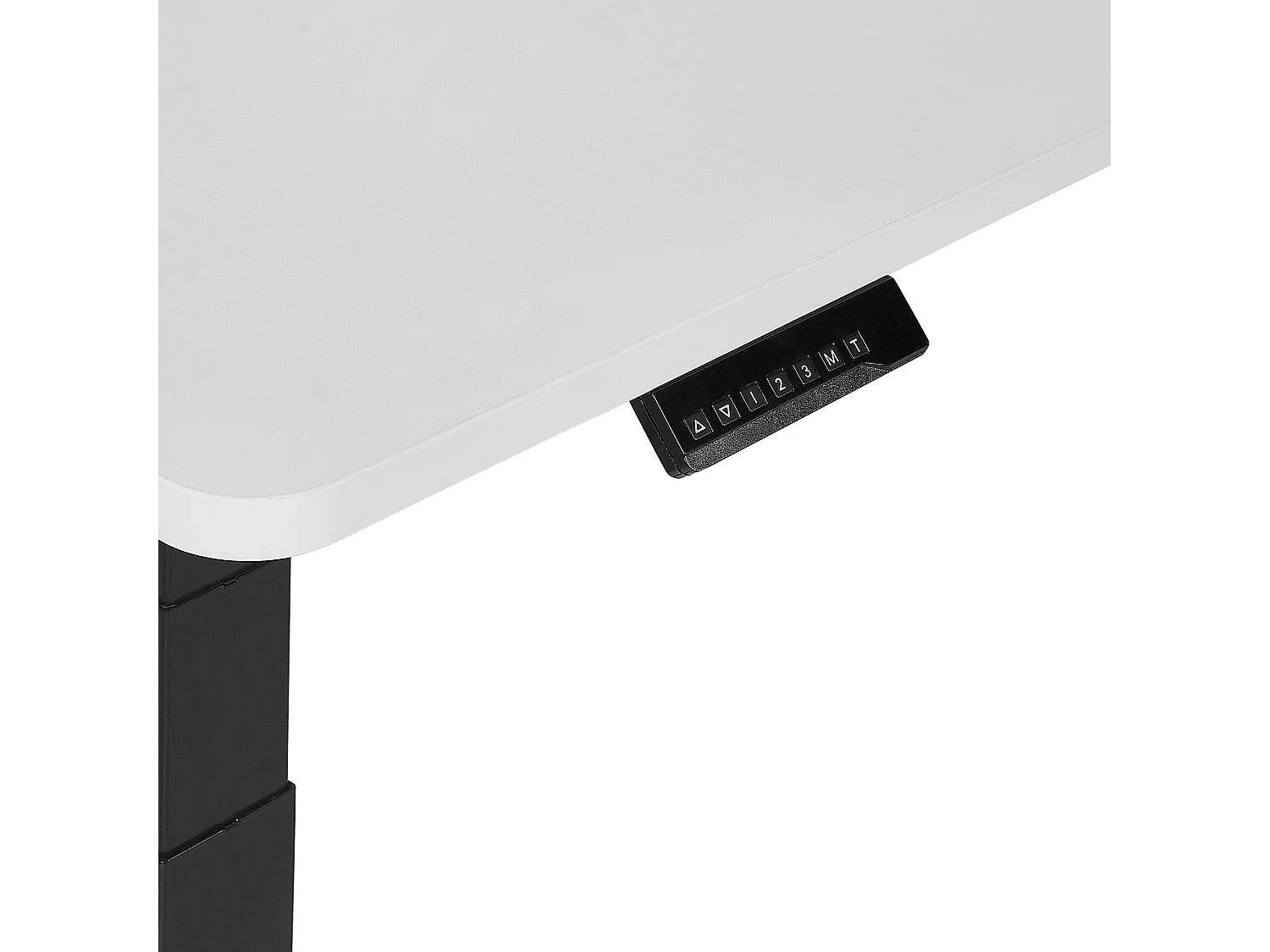 Bureau angle à gauche / réglable électrique 160 x 110 cm blanc et noir DESTIN II