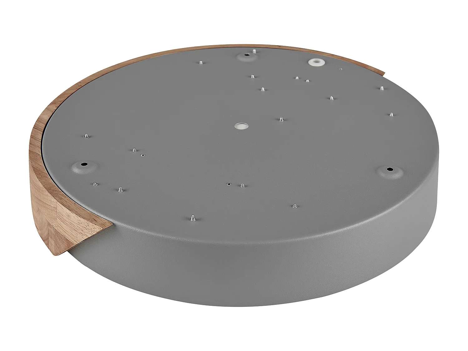 LED Deckenleuchte Metall Acryl grau Holzoptik rund warmweißes Licht Pattani