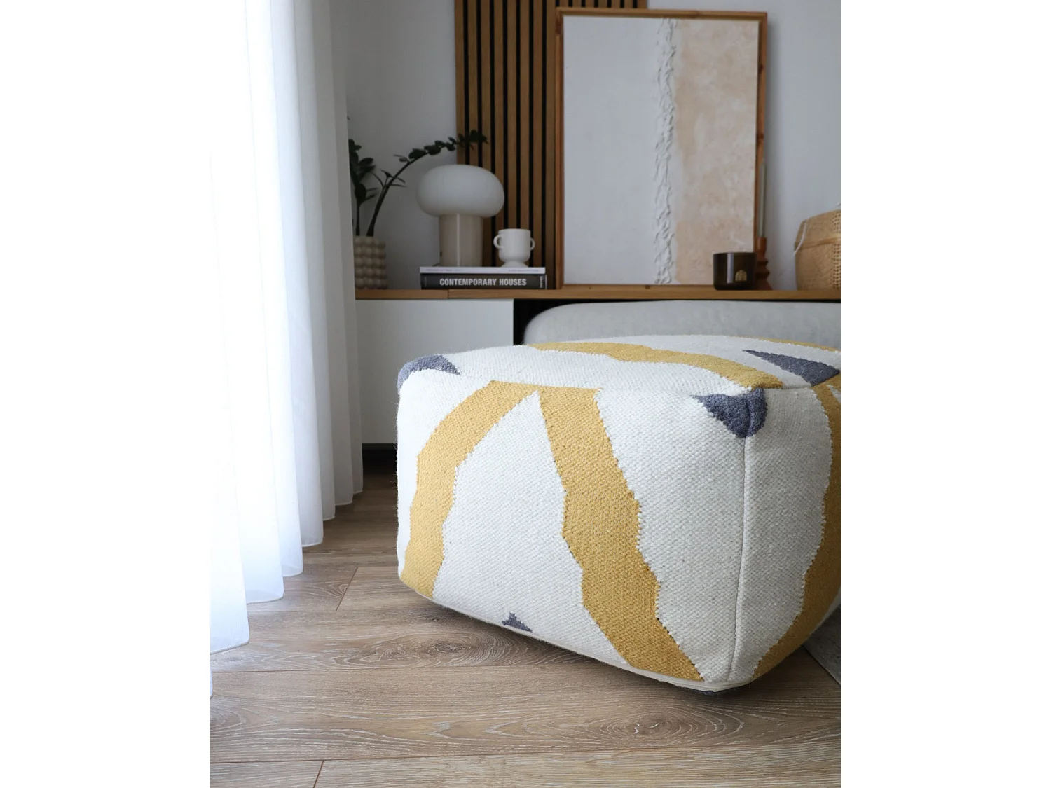 Puf ZEUGMA Lana Beige 56 cm 56 cm 32 cm
