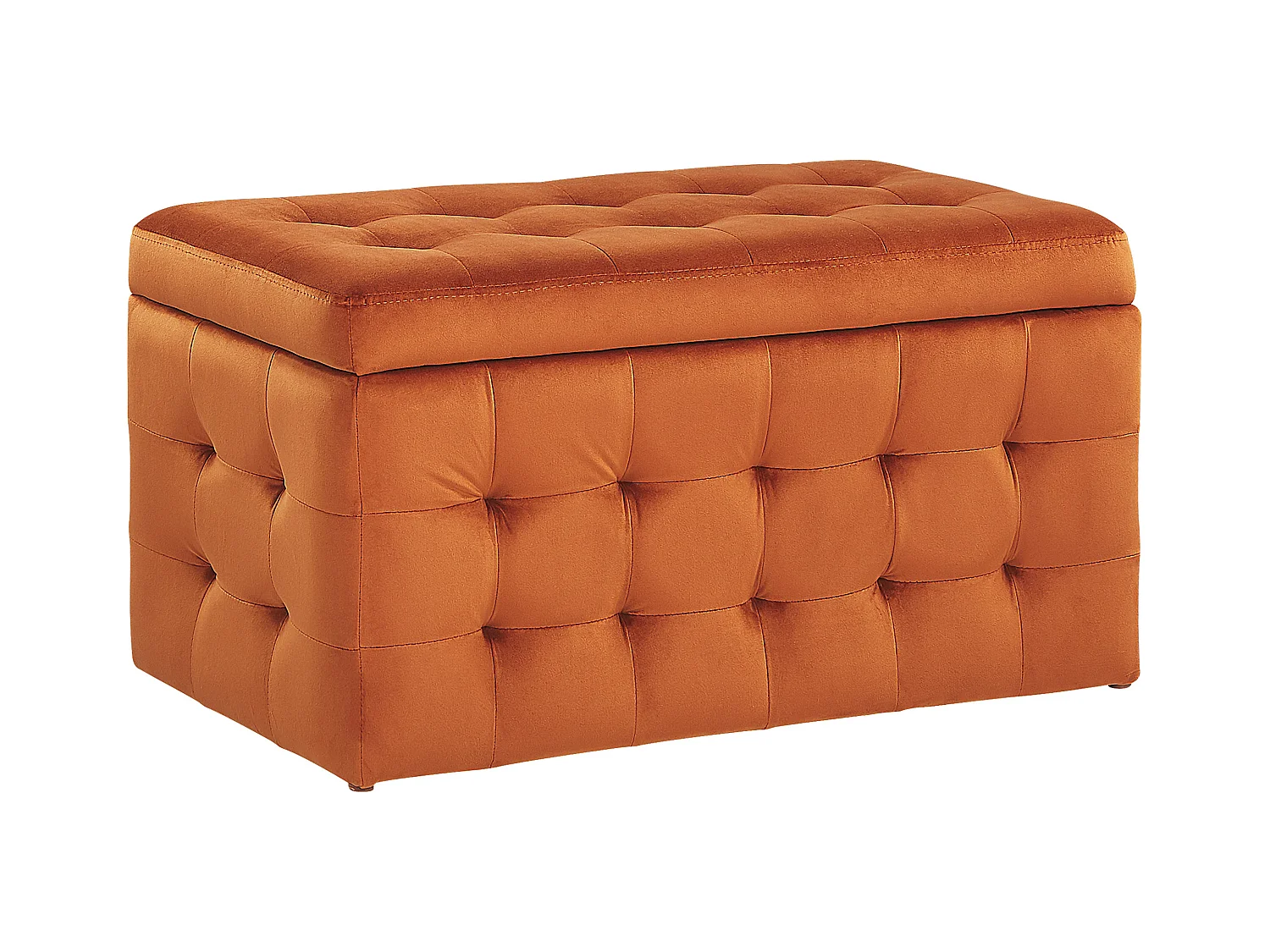 Hocker mit Stauraum Deckel Samt orange Bettbank Truhe Fußhocker Modern Michigan