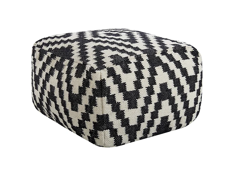 Pouf KNIDOS Wolle Schwarz / Weiss 56 cm 56 cm 32 cm