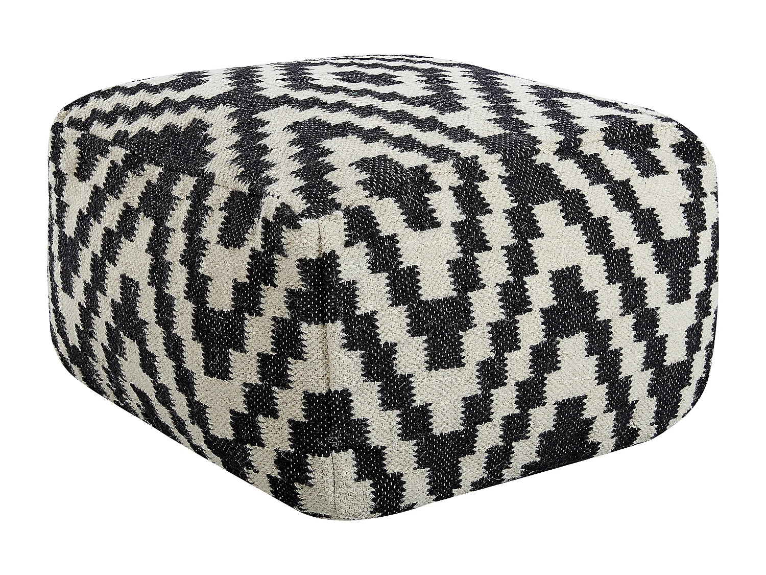 Poef KNIDOS Wol Zwart/wit 56 cm 56 cm 32 cm