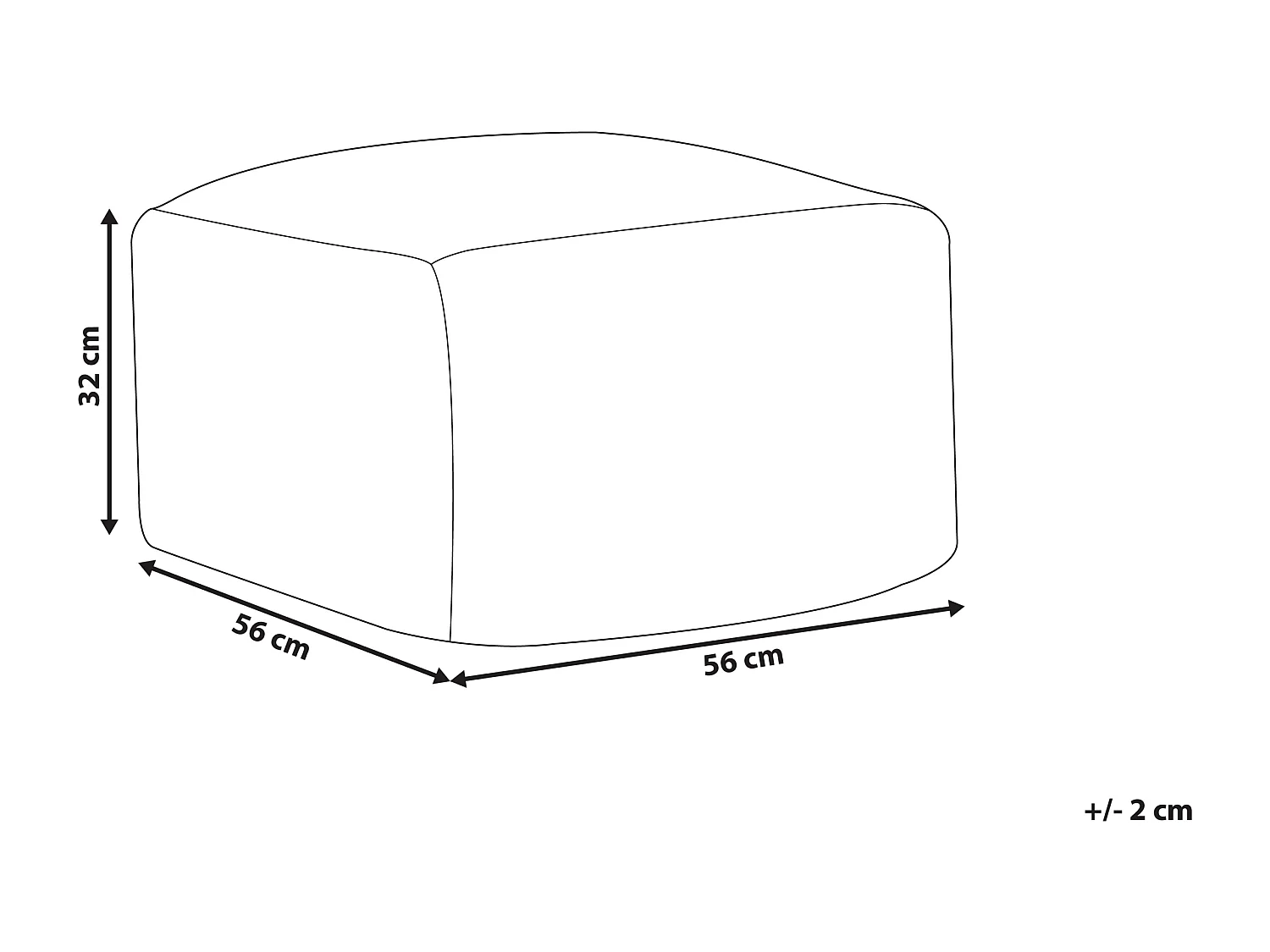 Poef KNIDOS Wol Zwart/wit 56 cm 56 cm 32 cm