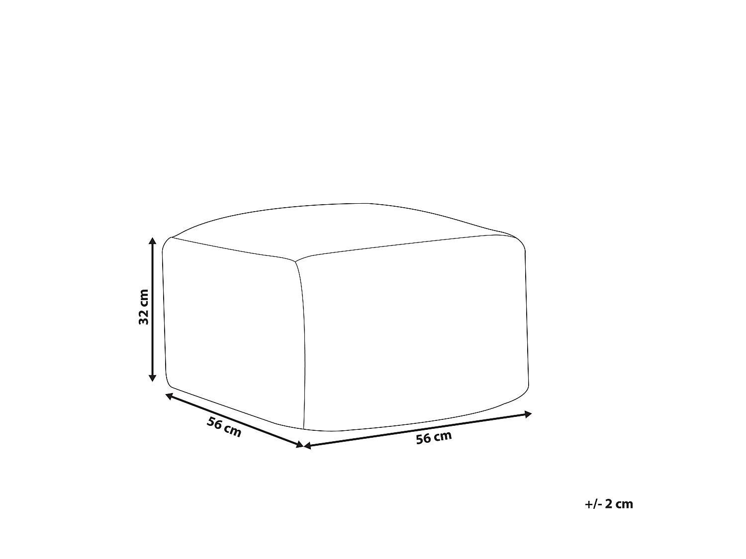 Pouf KNIDOS Lana Nero/ Bianco 56 cm 56 cm 32 cm