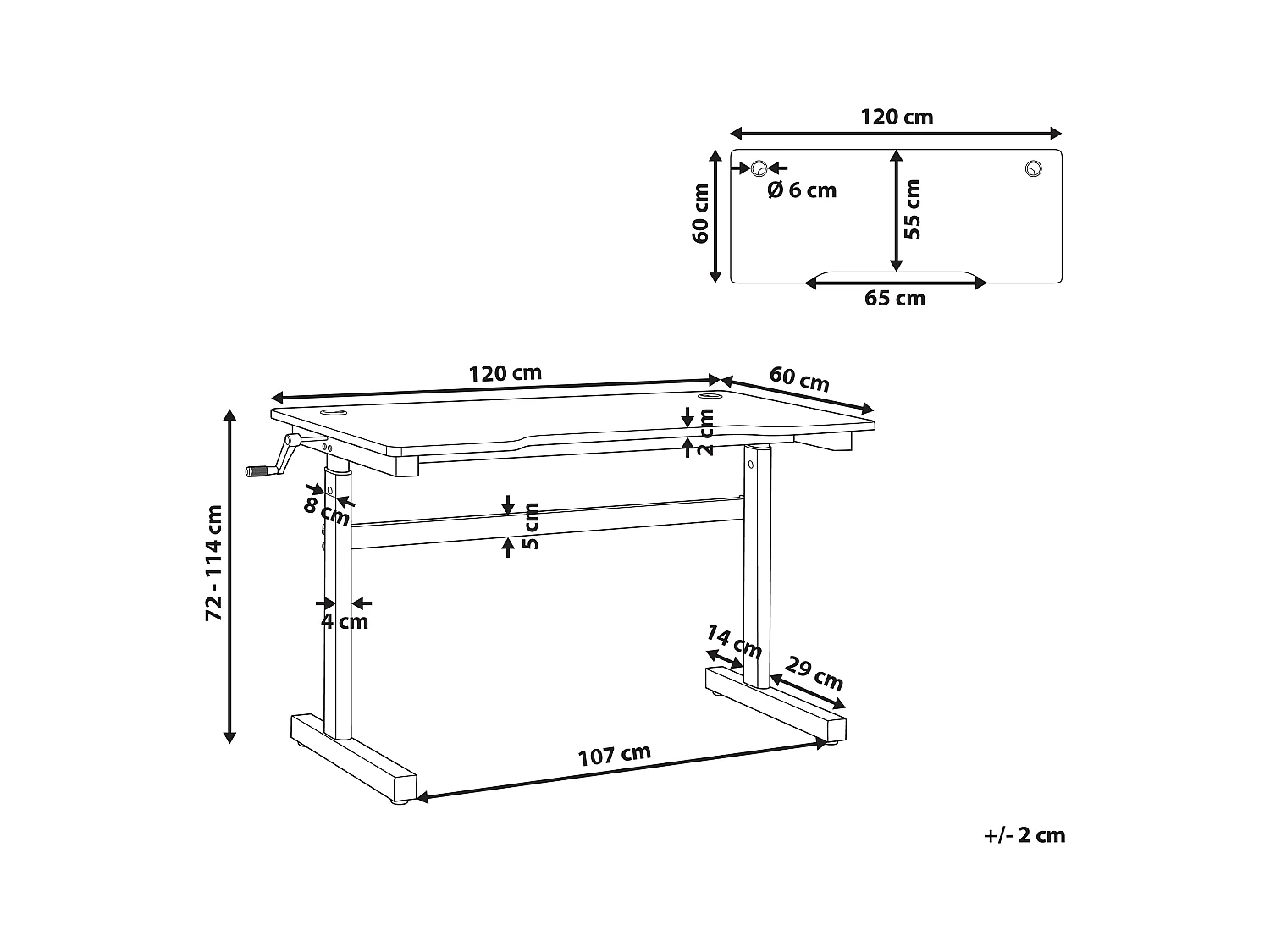 Scrivania da gaming regolabile e luci LED RGB 120 x 60 cm nero DURBIN