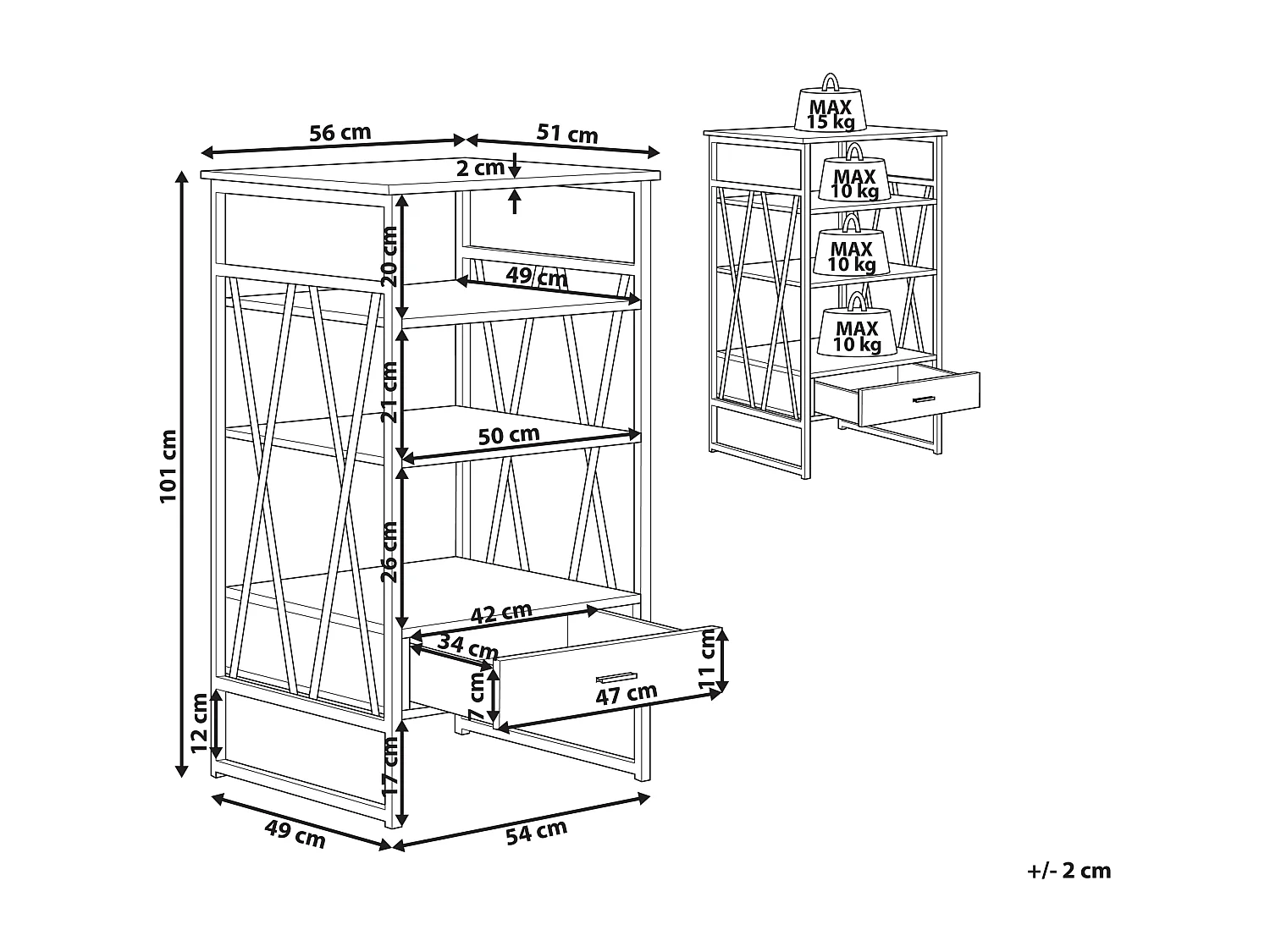 Boekenkast met 3 planken KEENE 101 cm Lichtbruin