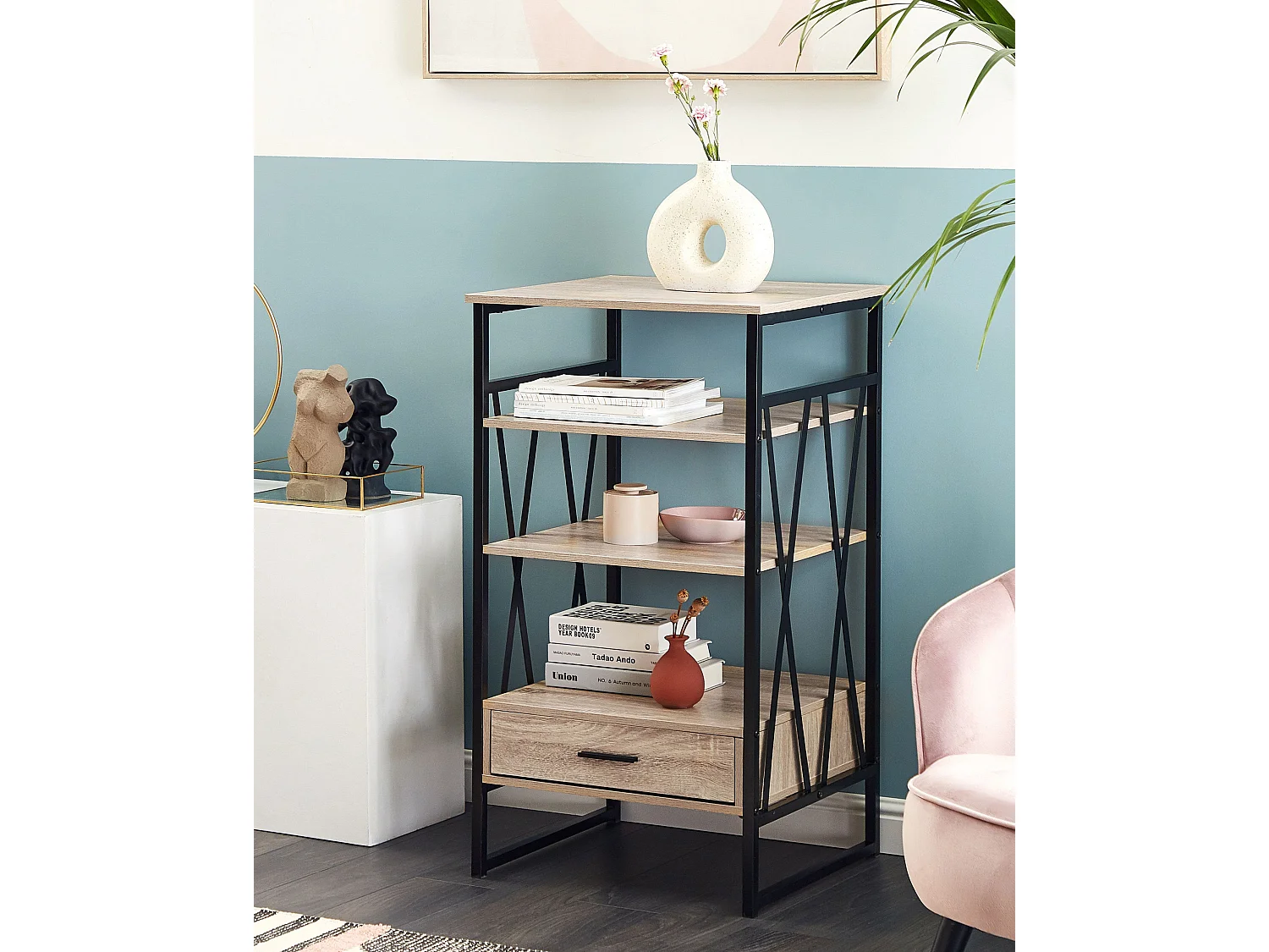 Bibliothèque 3 étagères KEENE 101 cm Marron clair