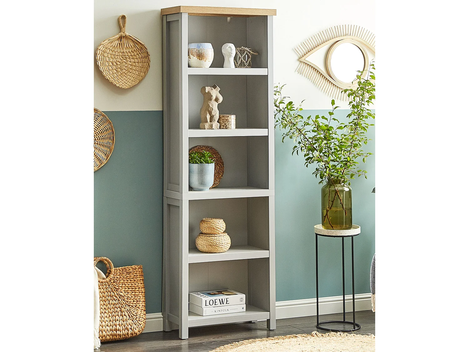 Libreria a 5 ripiani CLIO 181 cm Grigio chiaro