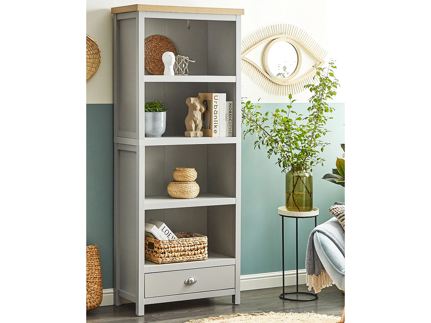 Boekenkast met 4 planken CLIO 180 cm Lichtgrijs