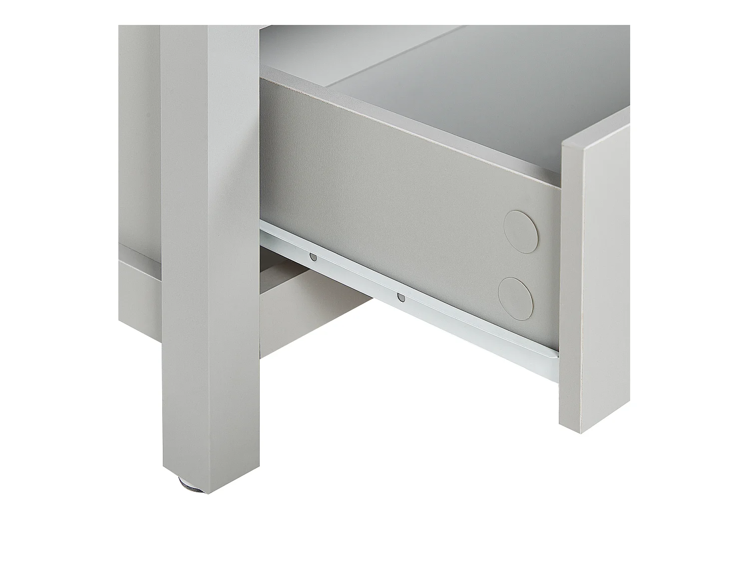 Hohes Bücherregal grau / heller Holzfarbton 4 Fächer 1 Schublade Landhaus Clio