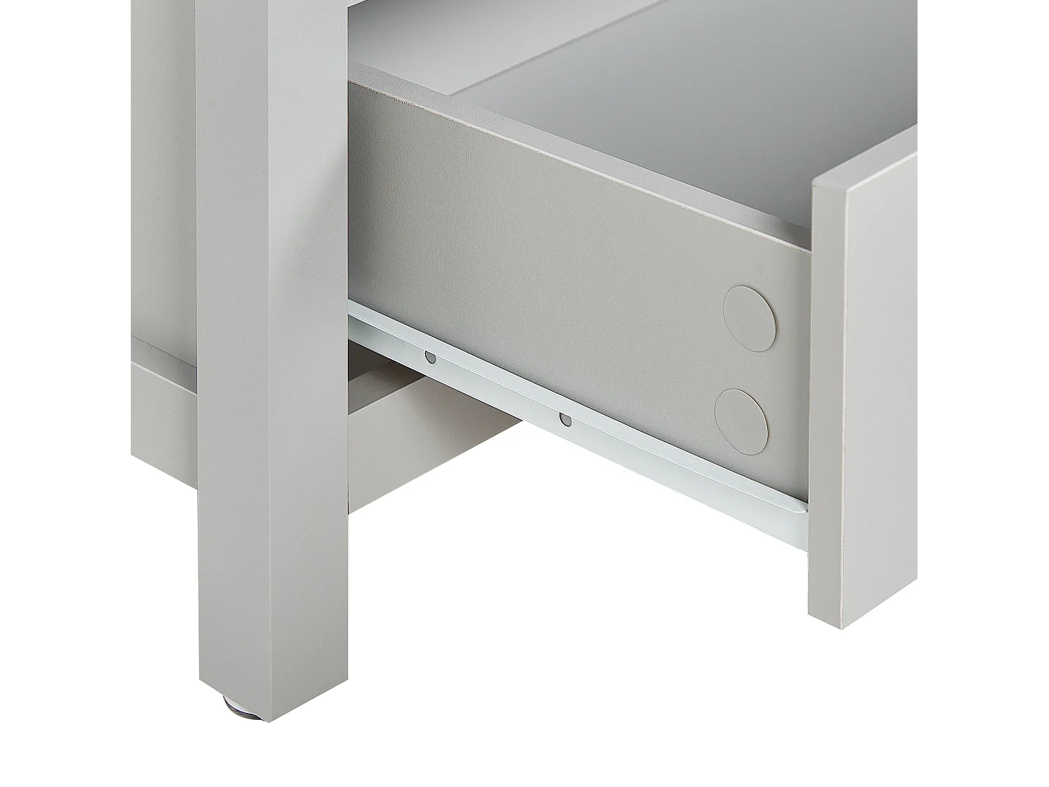 Hohes Bücherregal grau / heller Holzfarbton 4 Fächer 1 Schublade Landhaus Clio