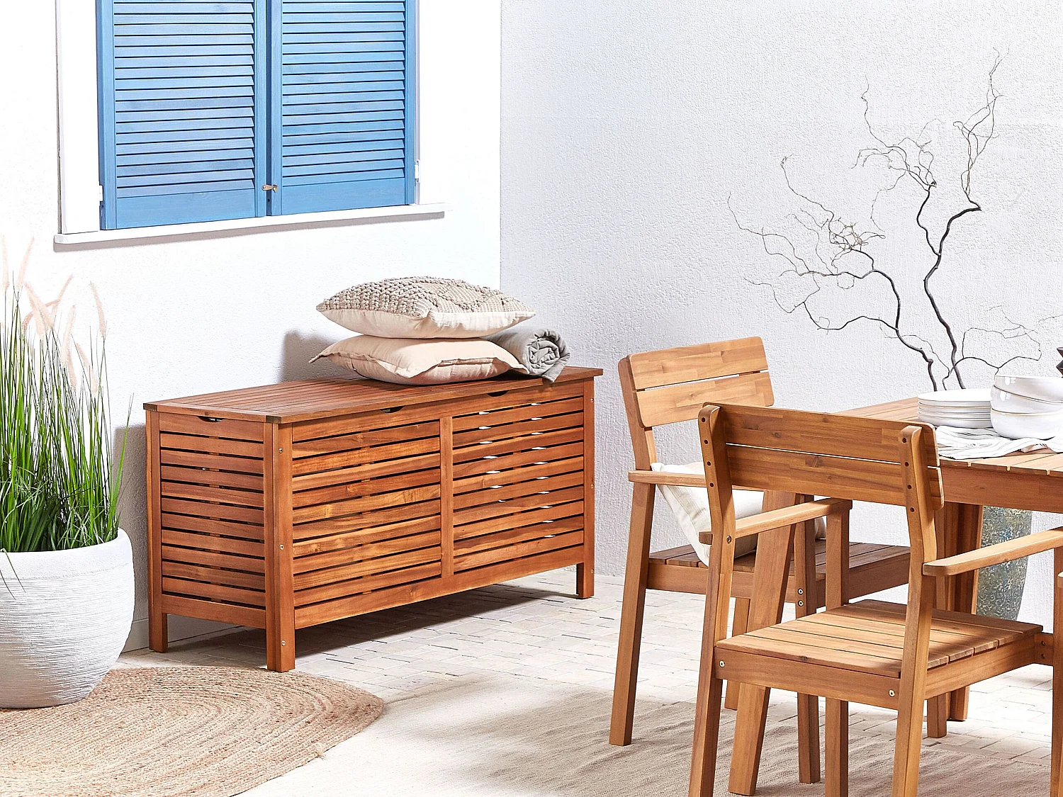 Caixa de arrumação RIVIERA Madeira de acácia 130 cm 48 cm Castanho