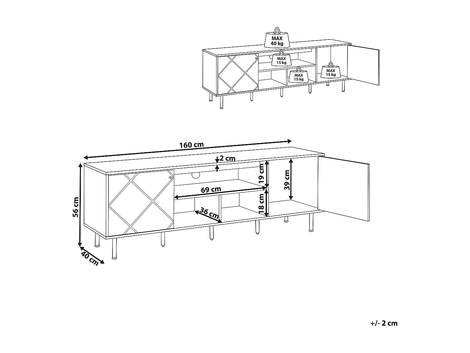 Mueble TV PALMER Marrón/Blanco