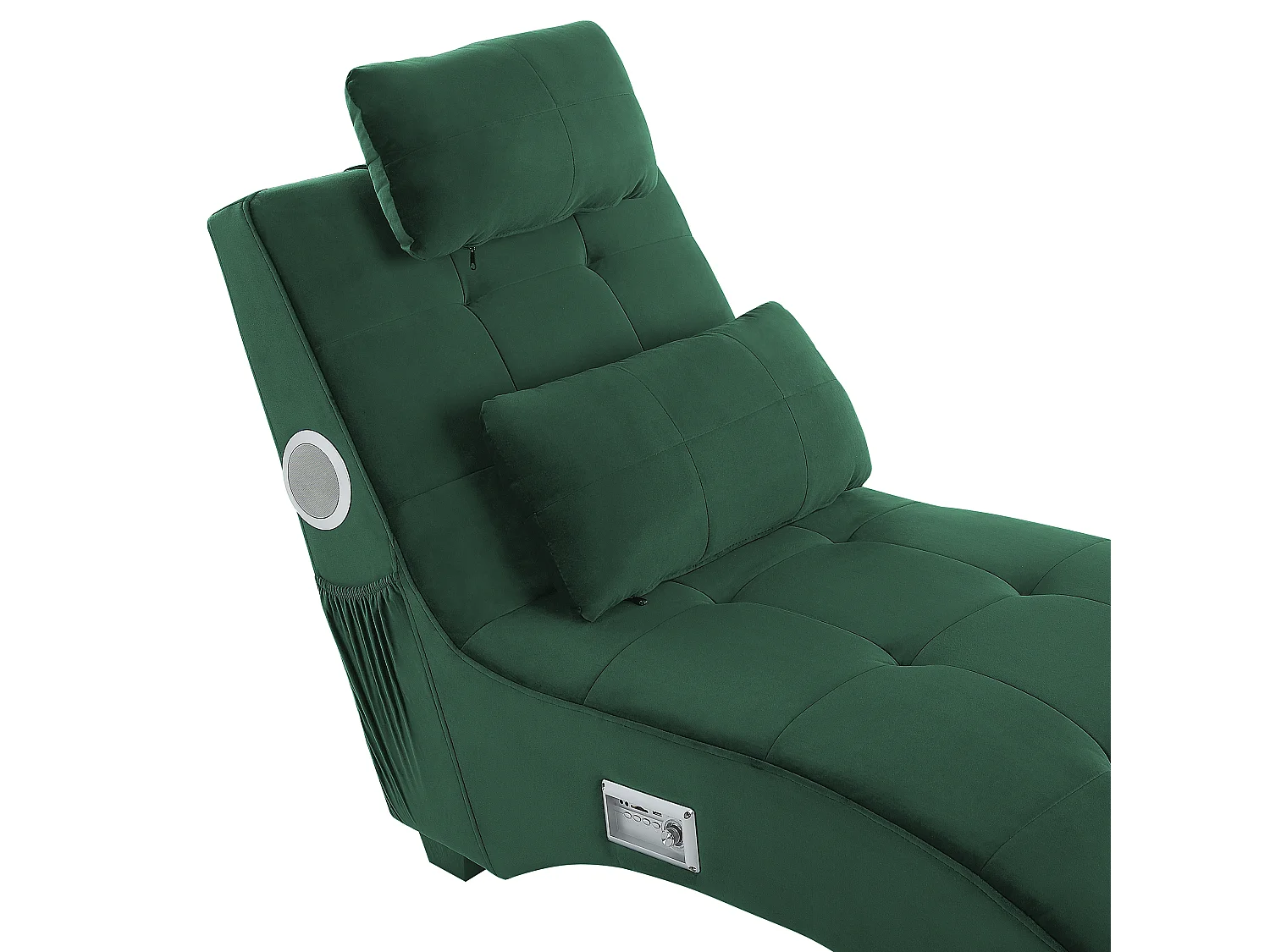 Chaiselongue SIMORRE Samtstoff Smaragdgrün mit Bluetooth-Lautsprecher