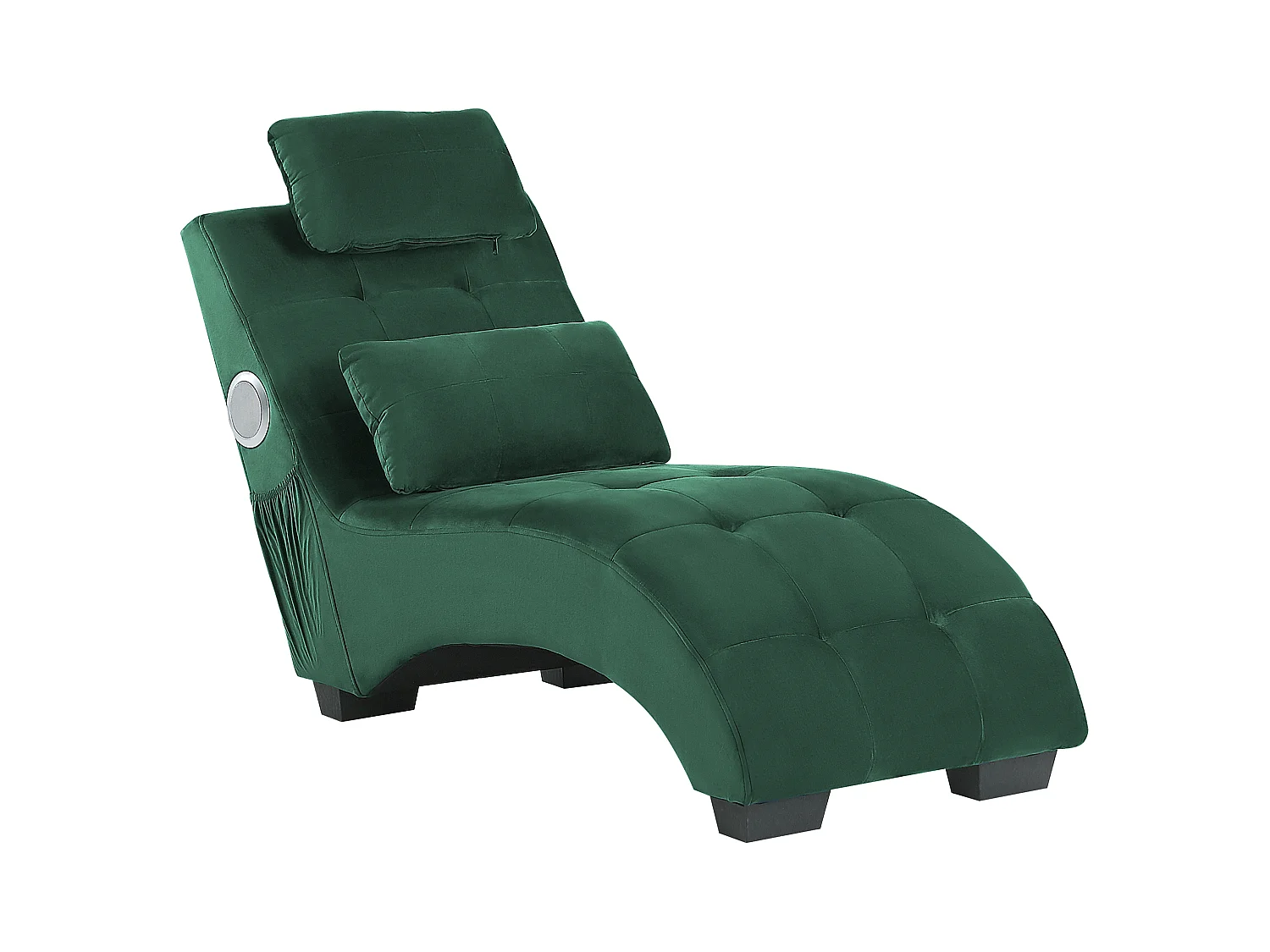 Chaiselongue SIMORRE Samtstoff Smaragdgrün mit Bluetooth-Lautsprecher
