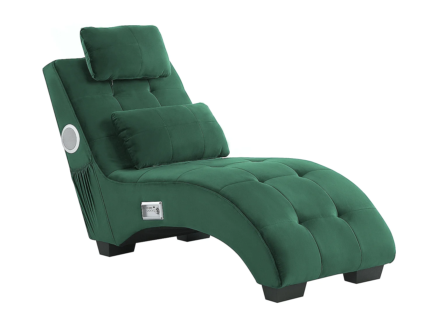 Chaise longue SIMORRE Fluweel Smaragdgroen Met ingebouwde Bluetooth speaker