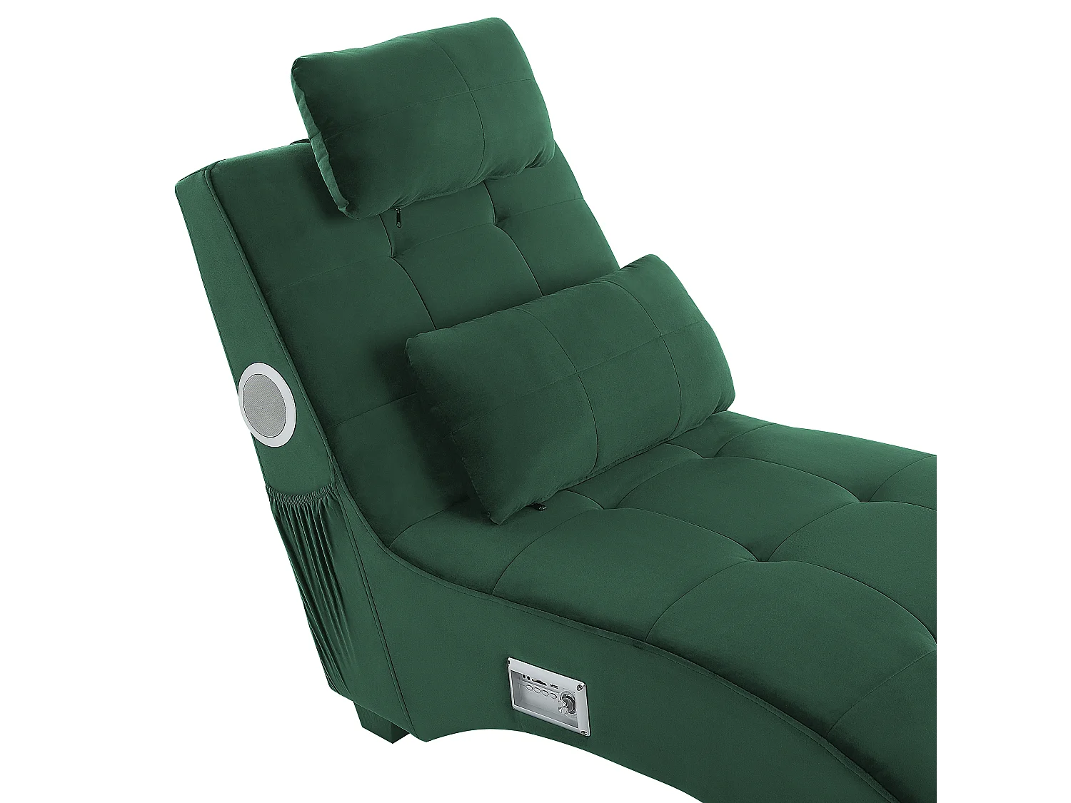 Chaise longue SIMORRE Velluto Verde smeraldo con altoparlante Bluetooth integrato
