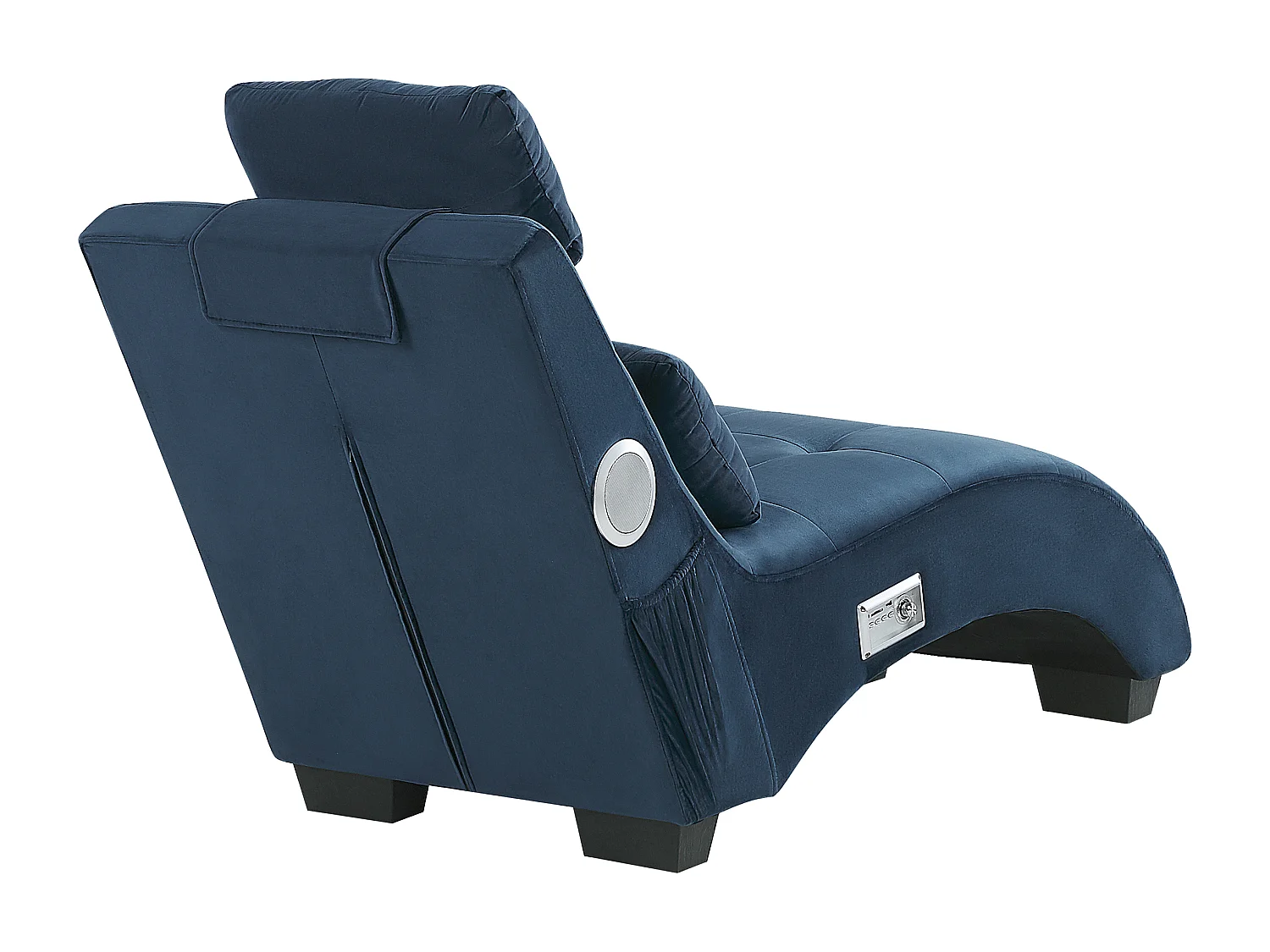 Chaise longue SIMORRE Fluweel Donkerblauw Met ingebouwde Bluetooth speaker