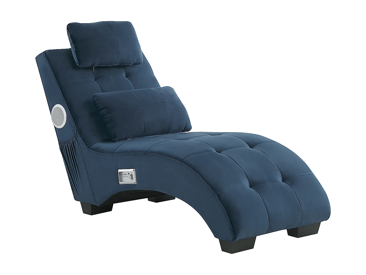 Chaise longue SIMORRE Fluweel Donkerblauw Met ingebouwde Bluetooth speaker