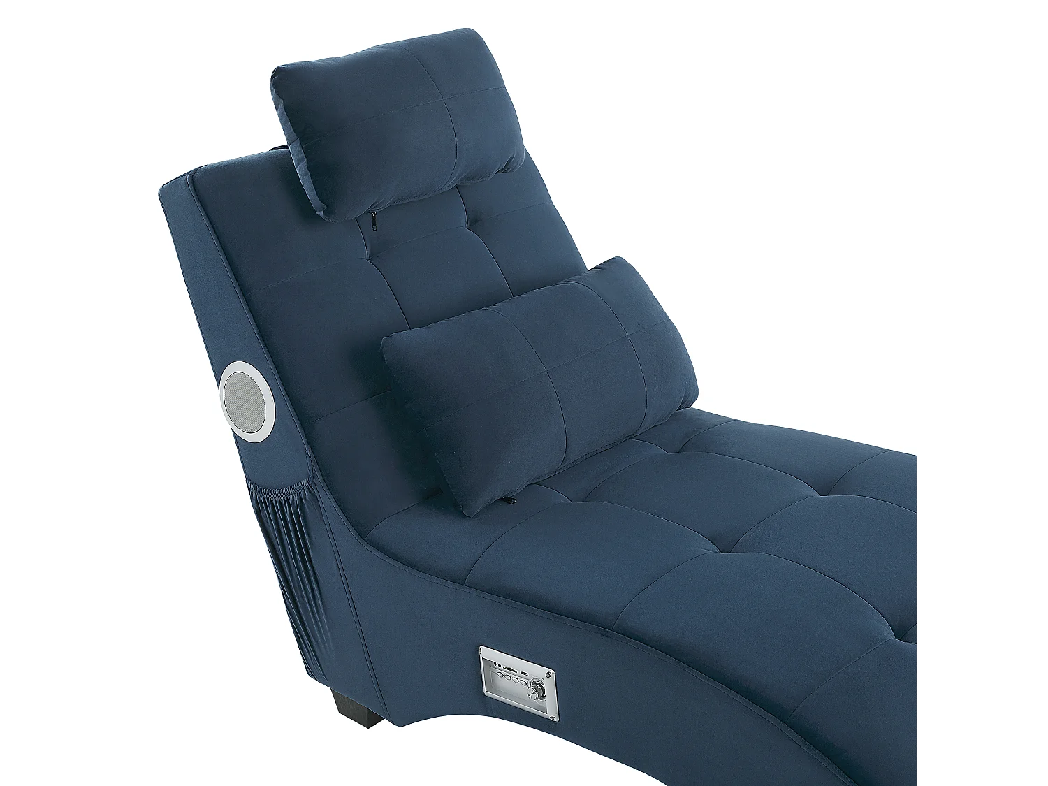 Chaise longue SIMORRE Fluweel Donkerblauw Met ingebouwde Bluetooth speaker
