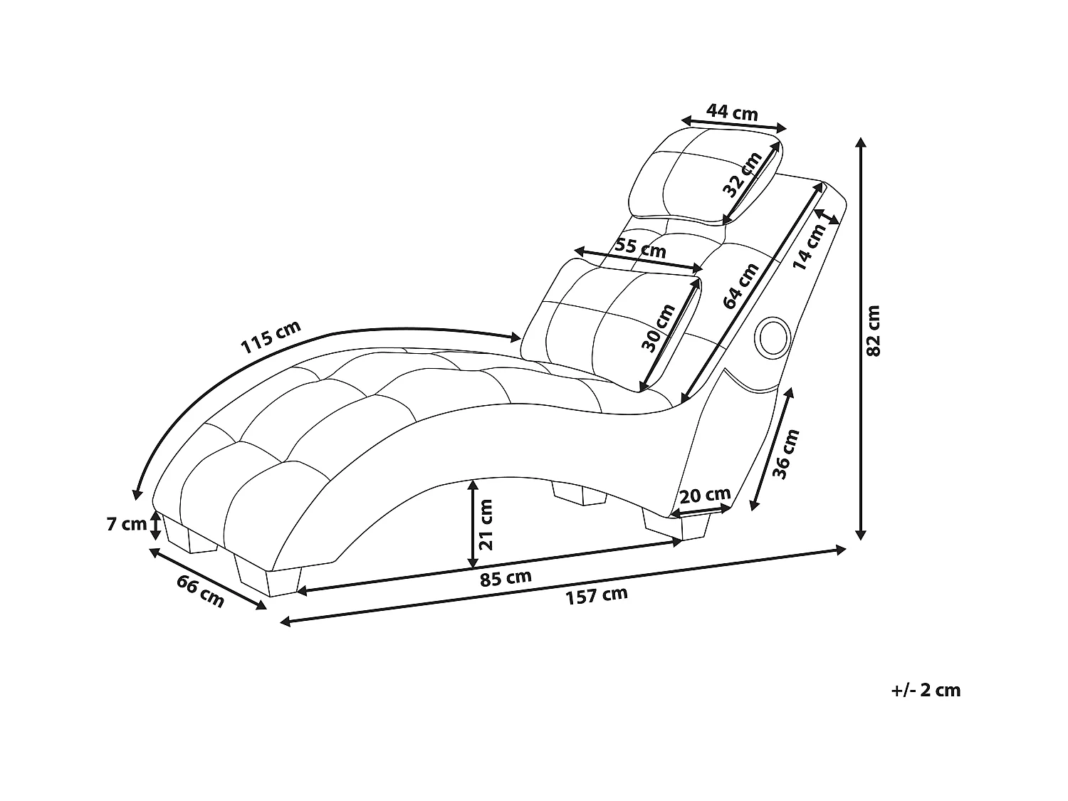 Chaise longue SIMORRE Velours Bleu foncé Avec haut-parleur Bluetooth intégré