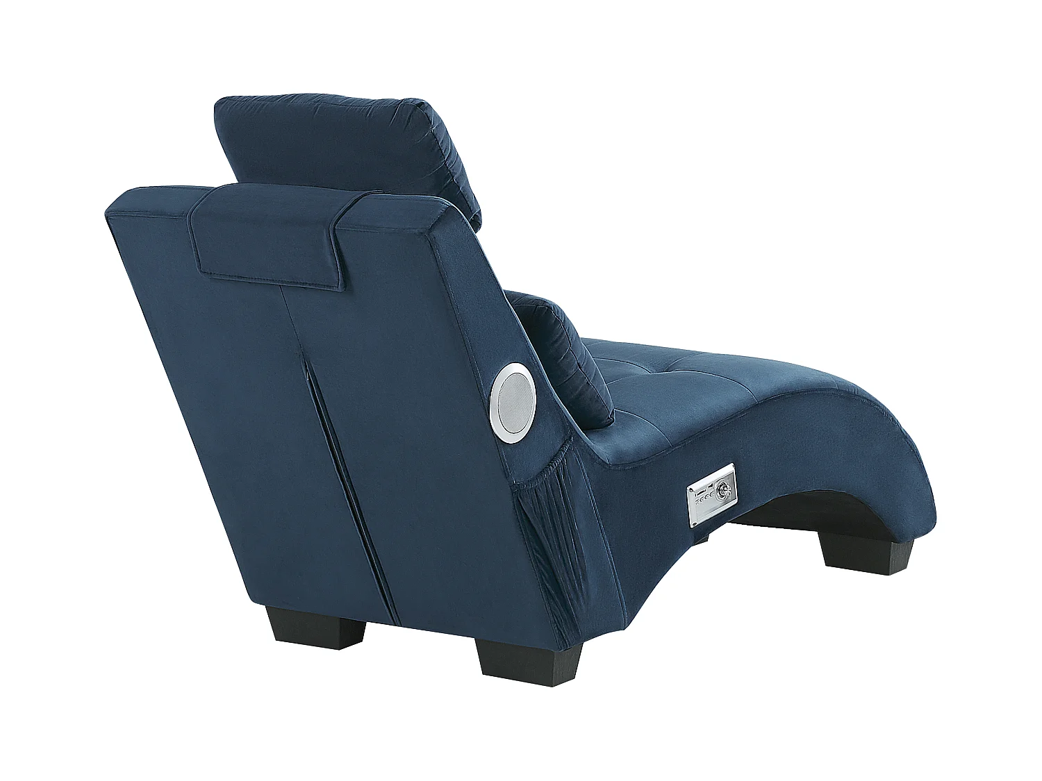 Chaise longue SIMORRE Velours Bleu foncé Avec haut-parleur Bluetooth intégré