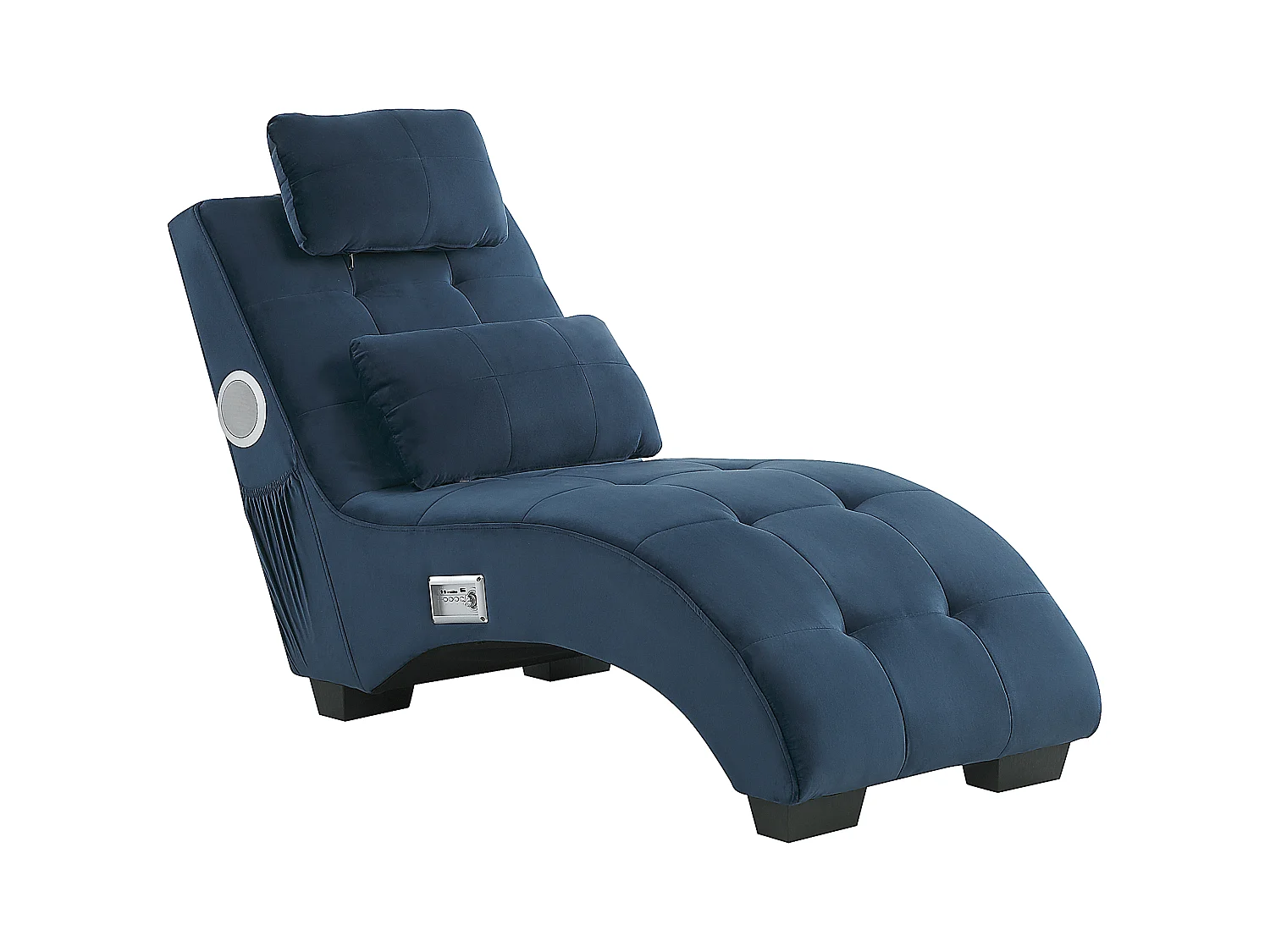 Chaise longue SIMORRE Velours Bleu foncé Avec haut-parleur Bluetooth intégré