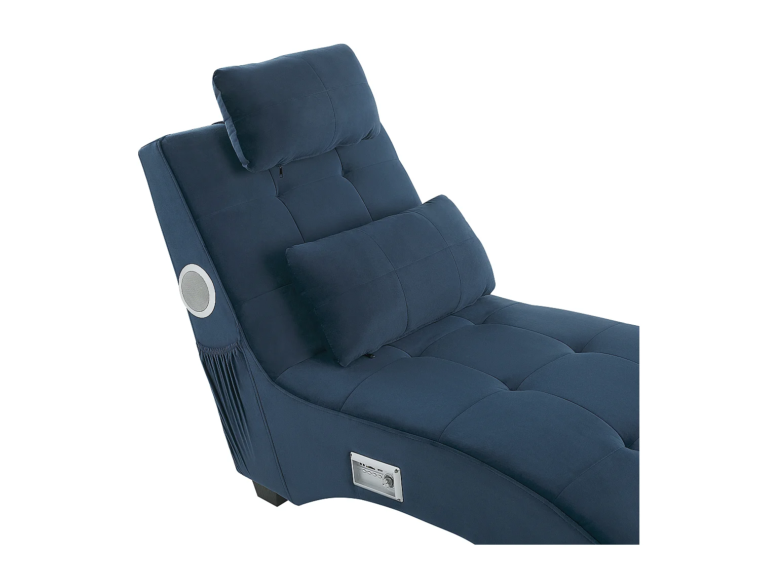 Chaise longue SIMORRE Velours Bleu foncé Avec haut-parleur Bluetooth intégré